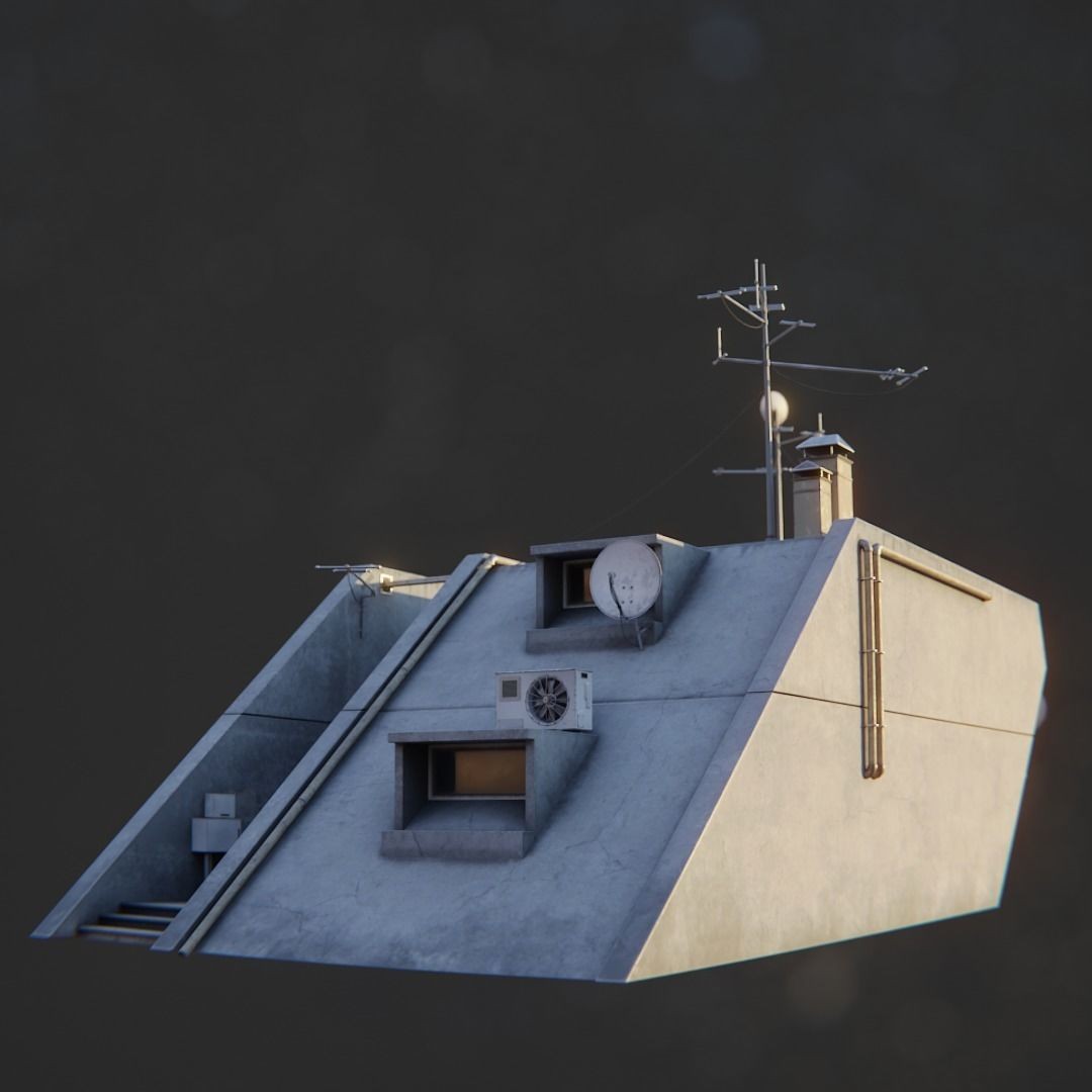 Dystopian Cyberpunk Suburb City - Low-Poly Game-Ready 3D Model - View 6
