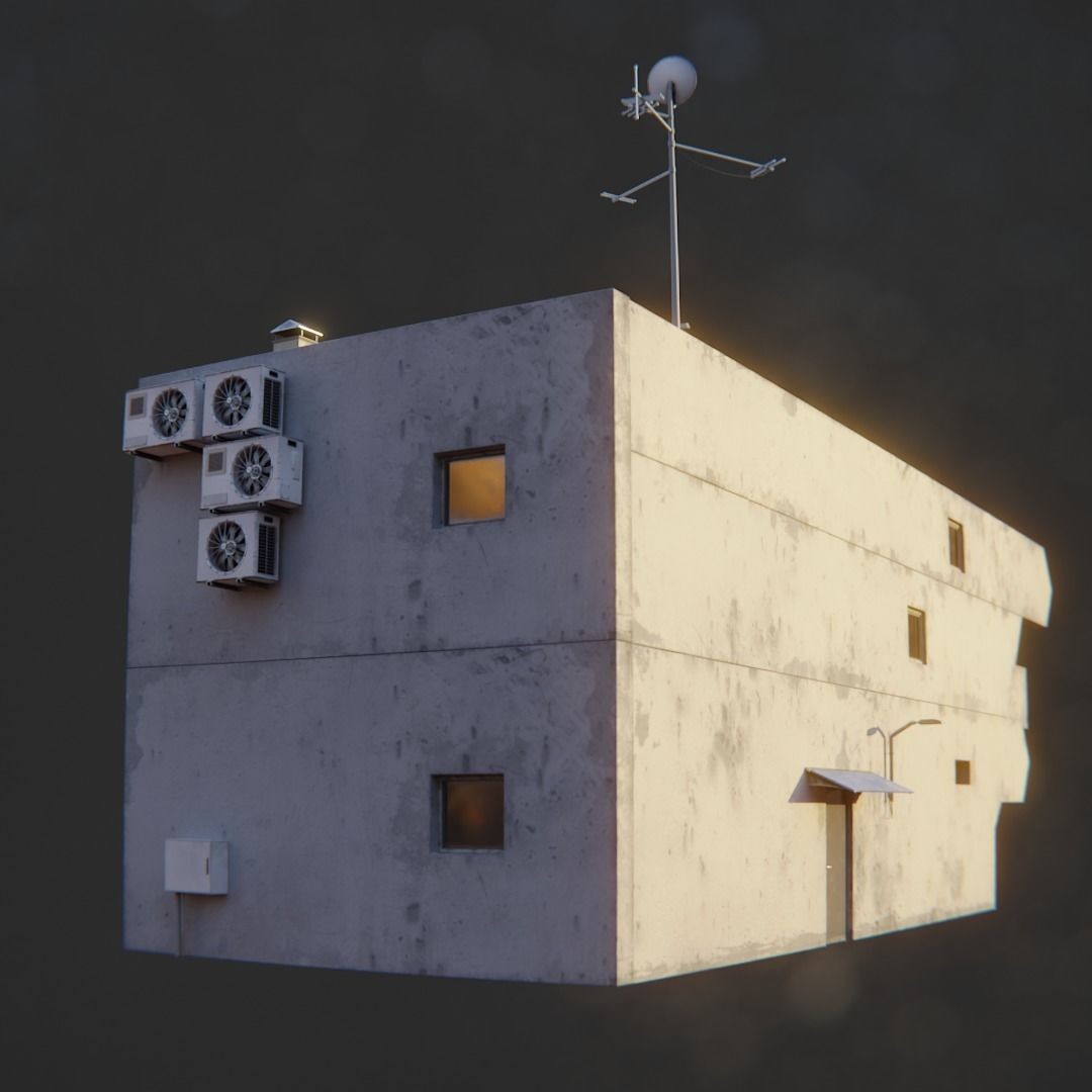 Dystopian Cyberpunk Suburb City - Low-Poly Game-Ready 3D Model - View 9