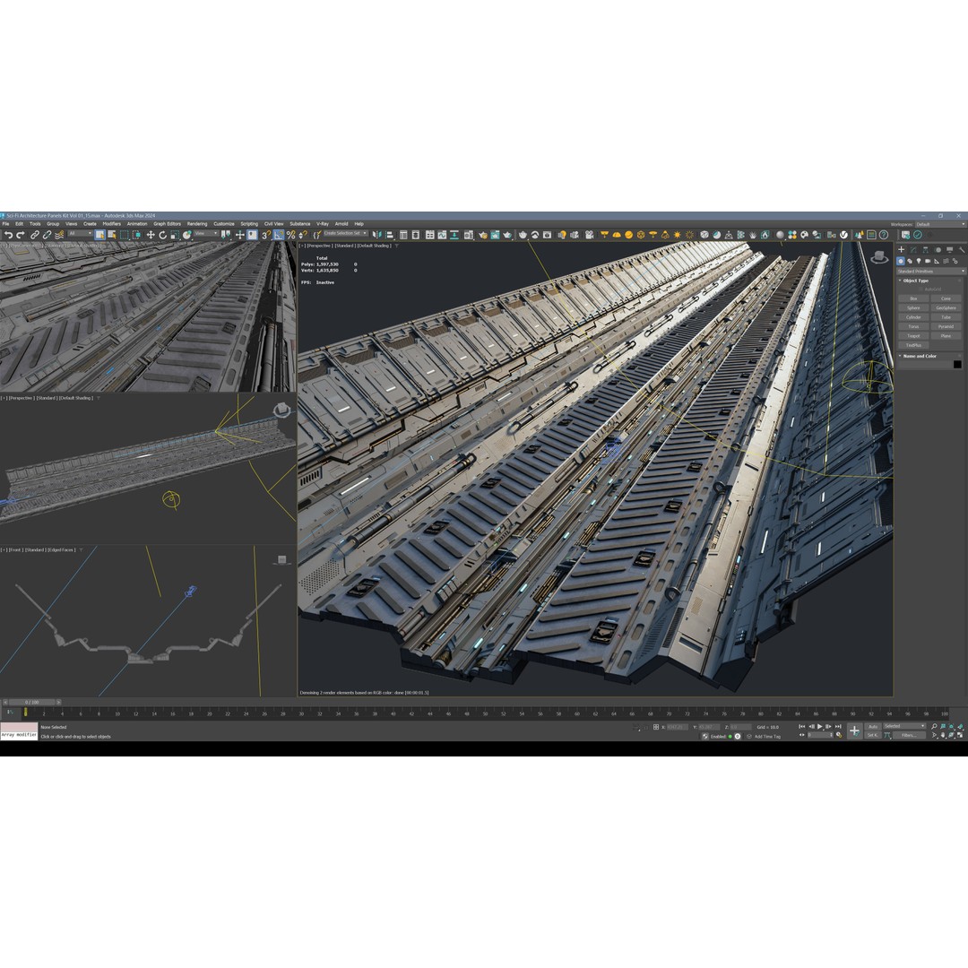 Sci-Fi Architecture Panels 3D Model – Low Poly PBR Kit, FBX, OBJ