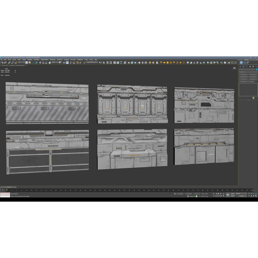 Sci-Fi Architecture Panels 3D Model – Low Poly PBR Kit, FBX, OBJ - View 11