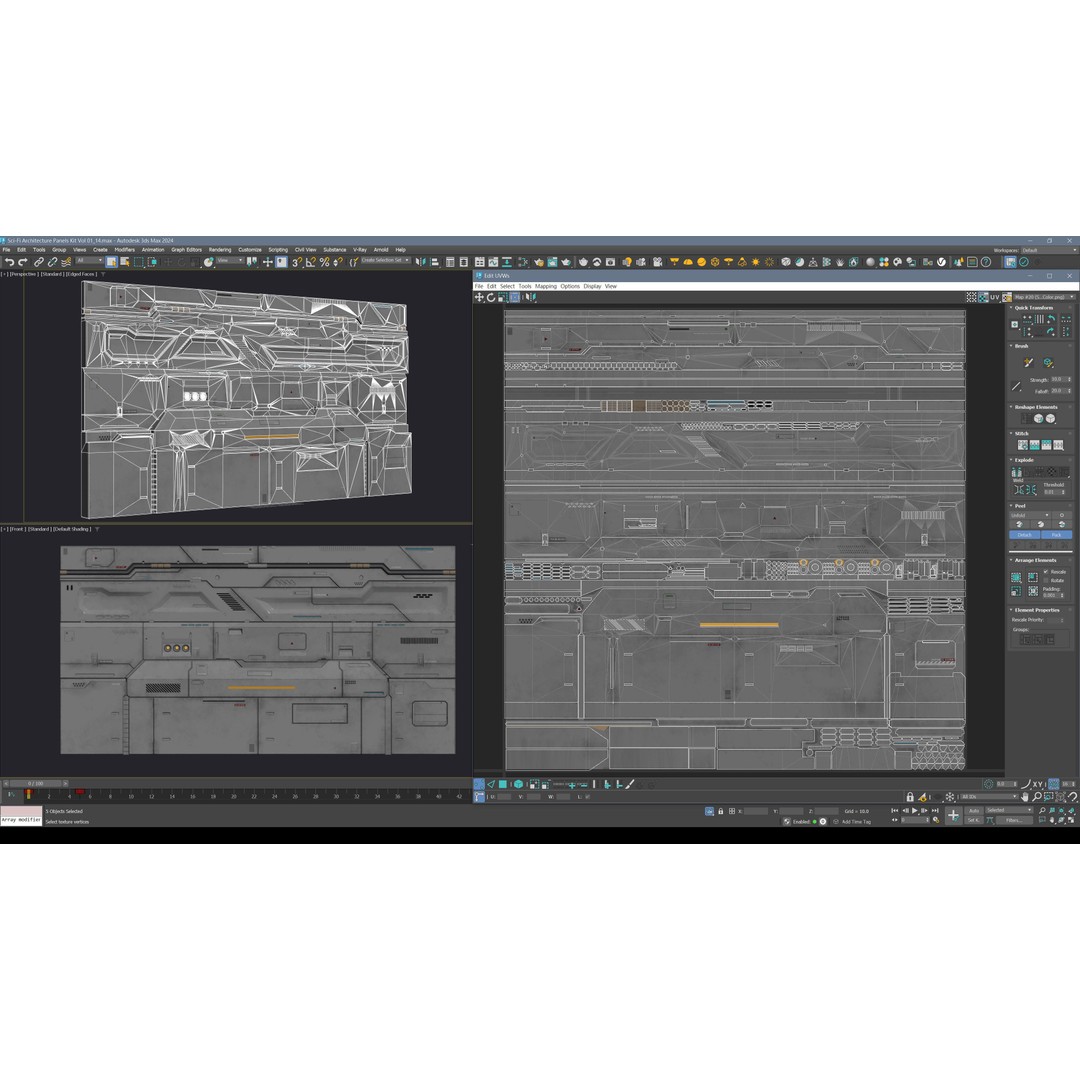 Sci-Fi Architecture Panels 3D Model – Low Poly PBR Kit, FBX, OBJ - View 12