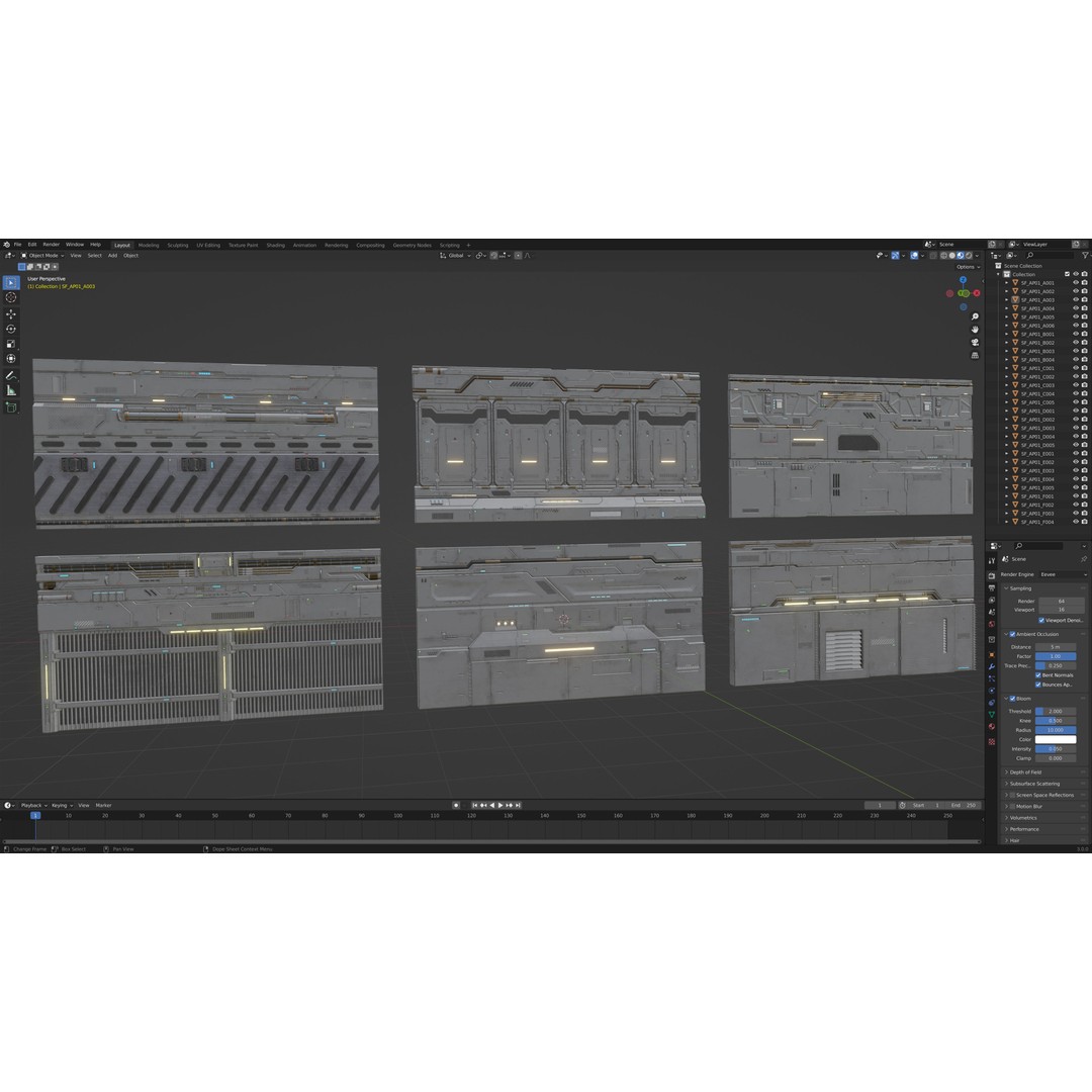 Sci-Fi Architecture Panels 3D Model – Low Poly PBR Kit, FBX, OBJ - View 15