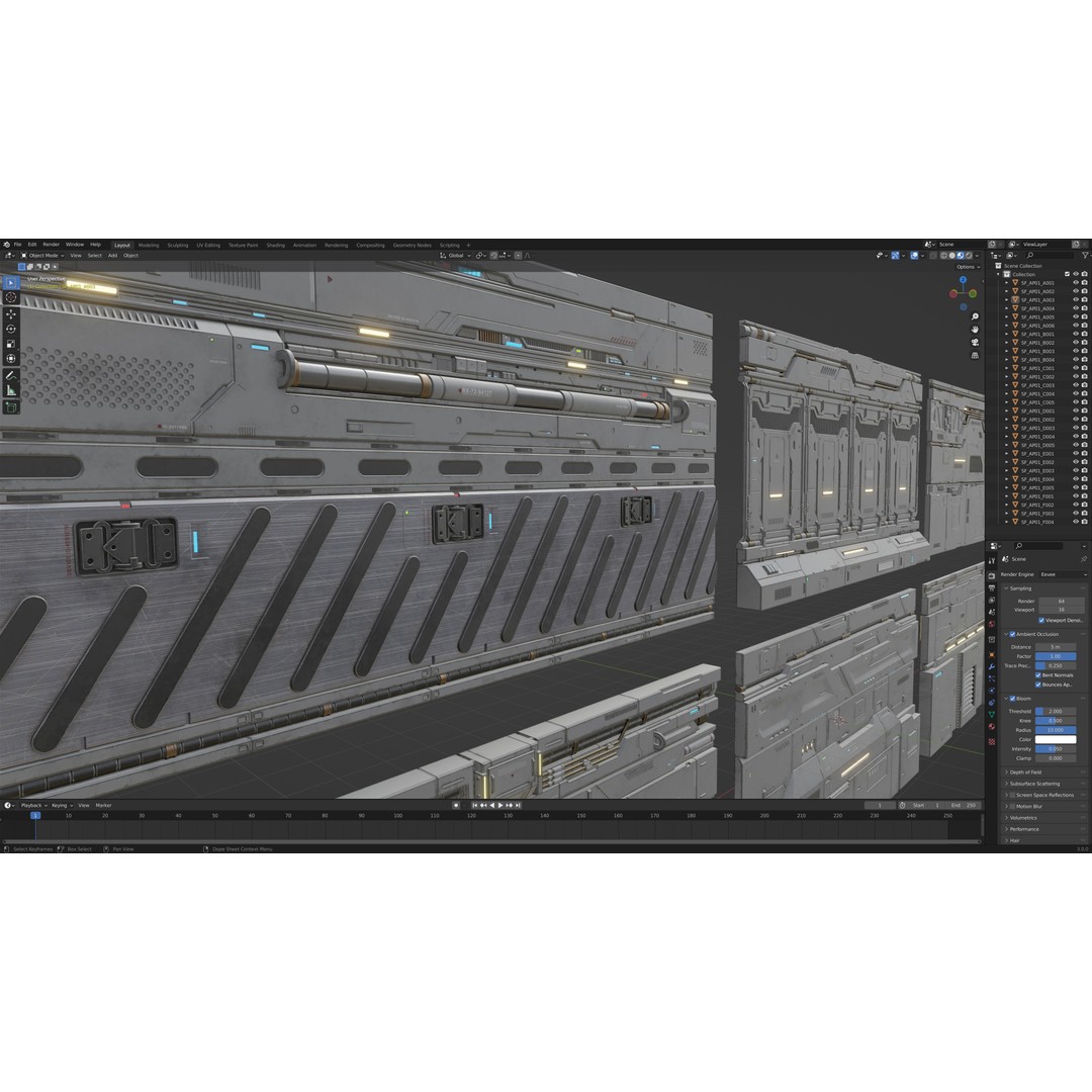 Sci-Fi Architecture Panels 3D Model – Low Poly PBR Kit, FBX, OBJ - View 16