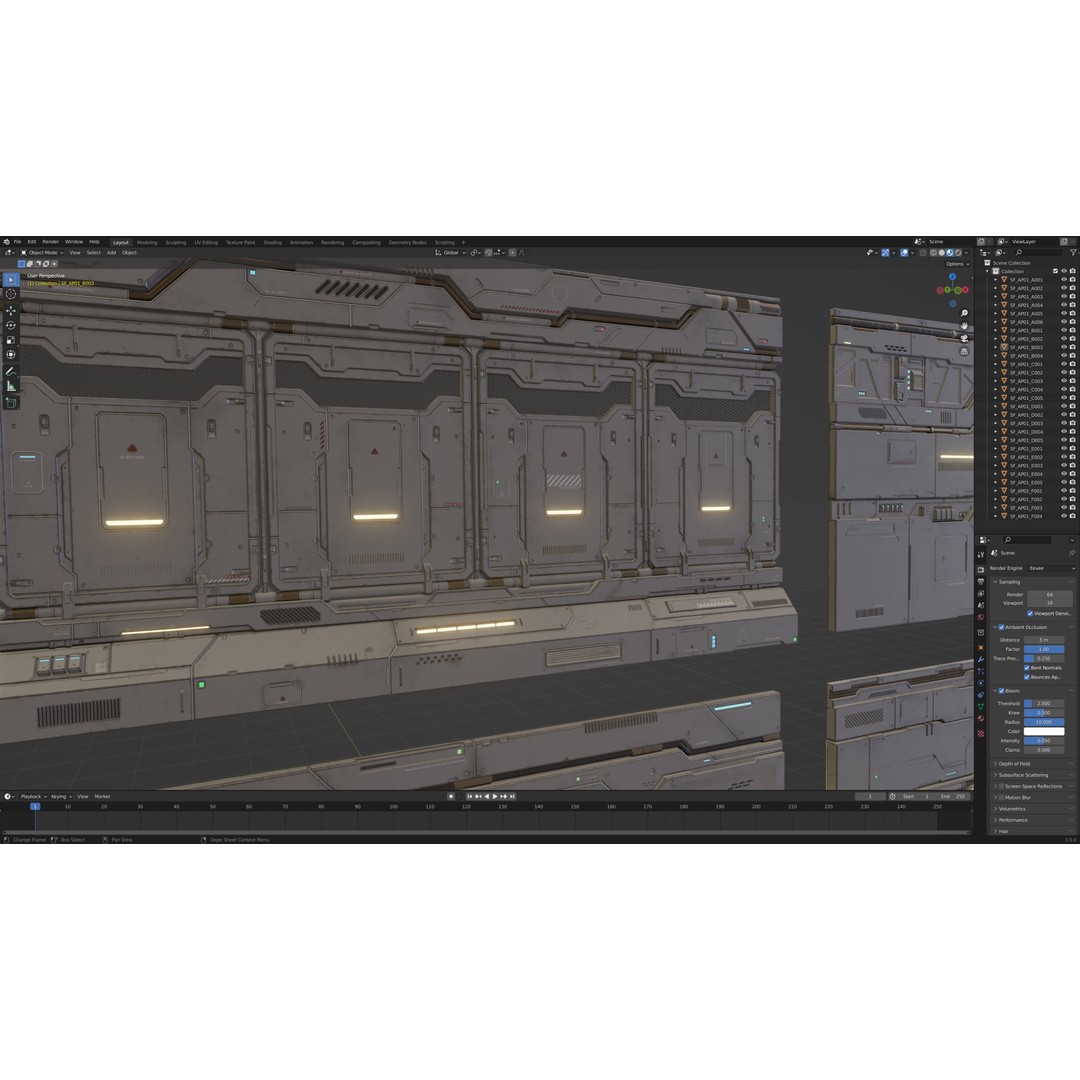 Sci-Fi Architecture Panels 3D Model – Low Poly PBR Kit, FBX, OBJ - View 17