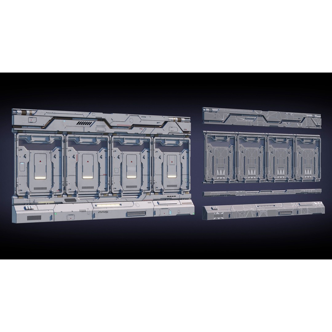 Sci-Fi Architecture Panels 3D Model – Low Poly PBR Kit, FBX, OBJ - View 6