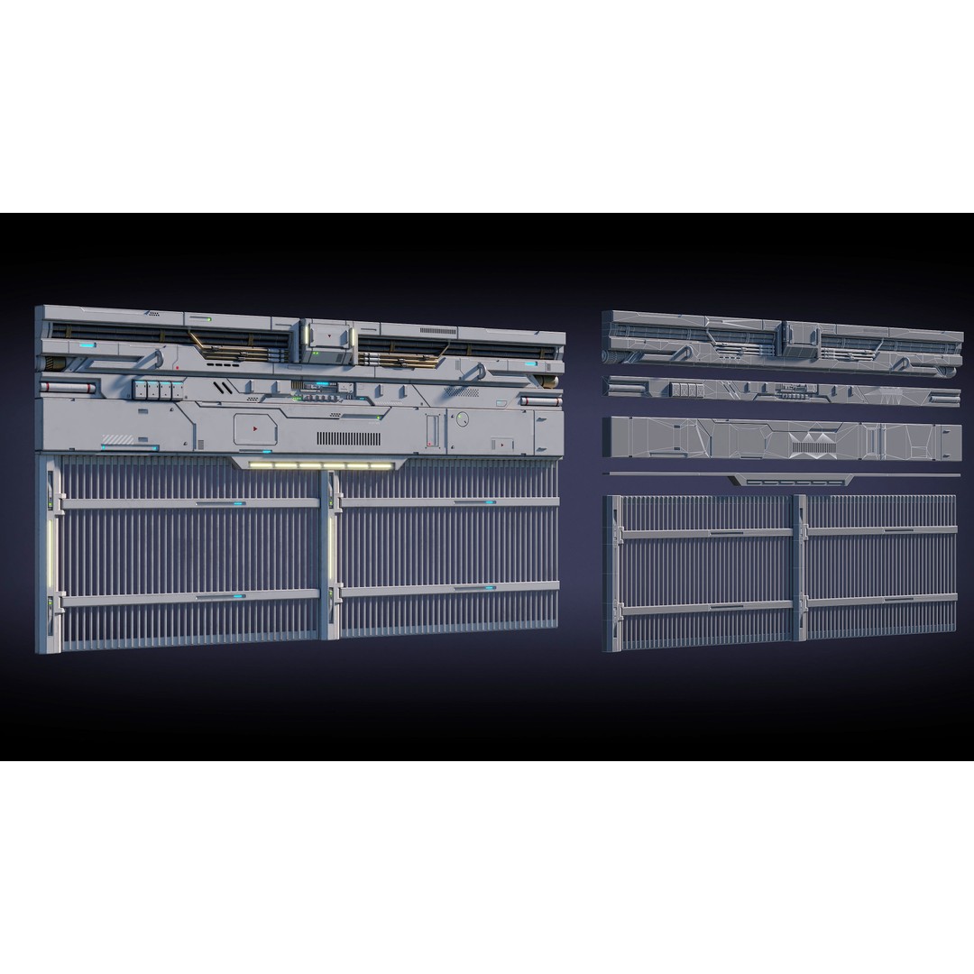 Sci-Fi Architecture Panels 3D Model – Low Poly PBR Kit, FBX, OBJ - View 8