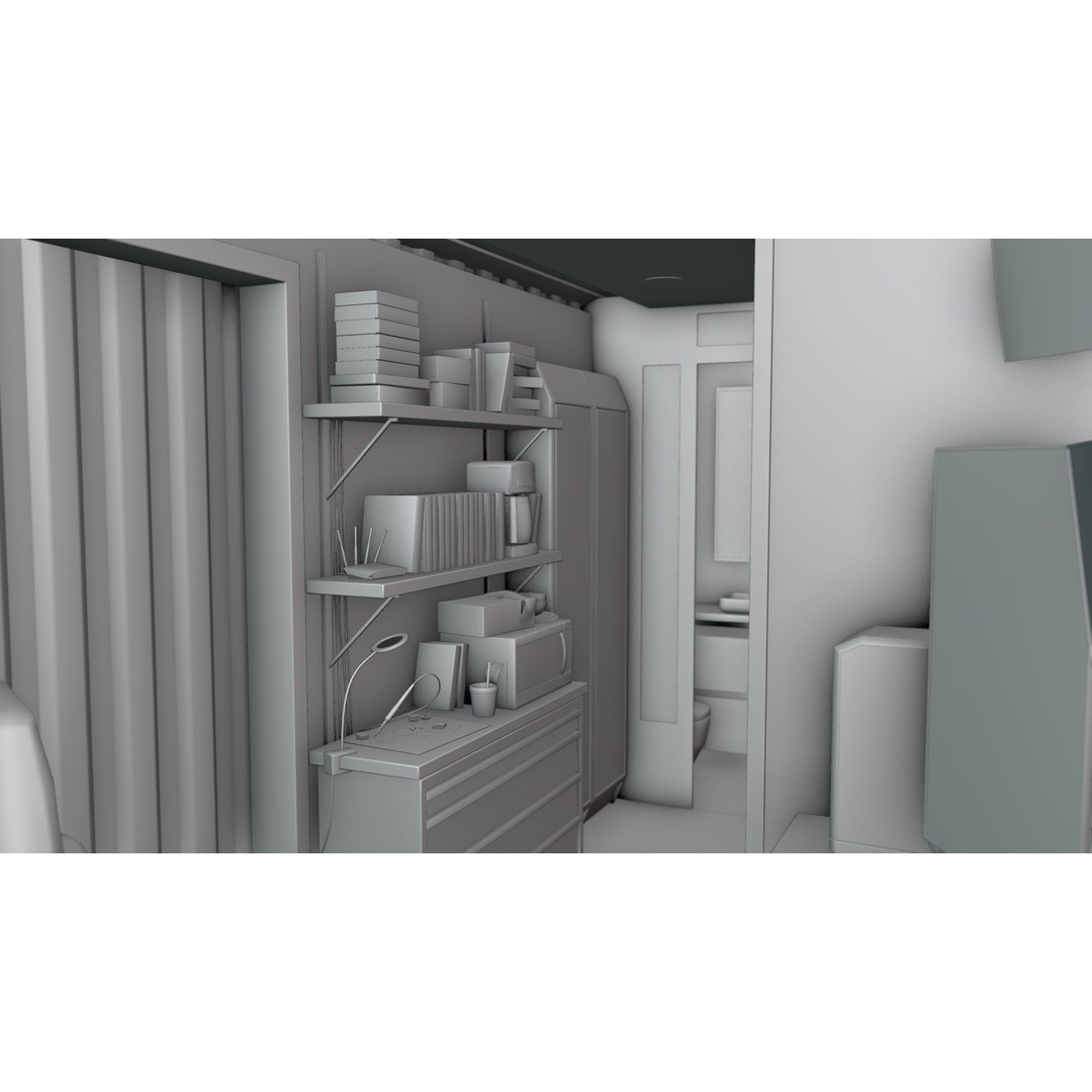 Hacker Hideout 3D Model – Low Poly Game Asset, Blender, Rigged - View 17