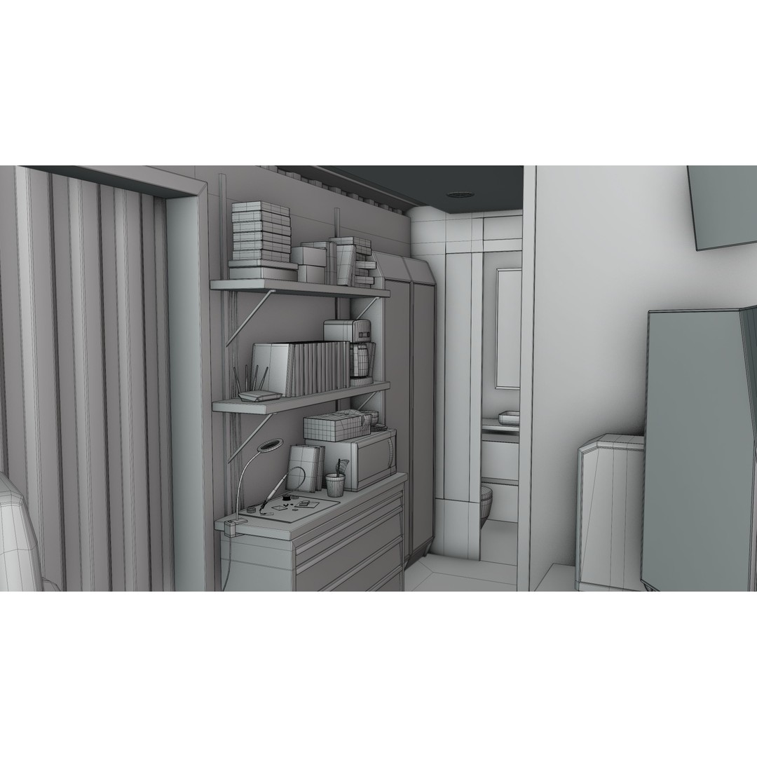 Hacker Hideout 3D Model – Low Poly Game Asset, Blender, Rigged - View 18