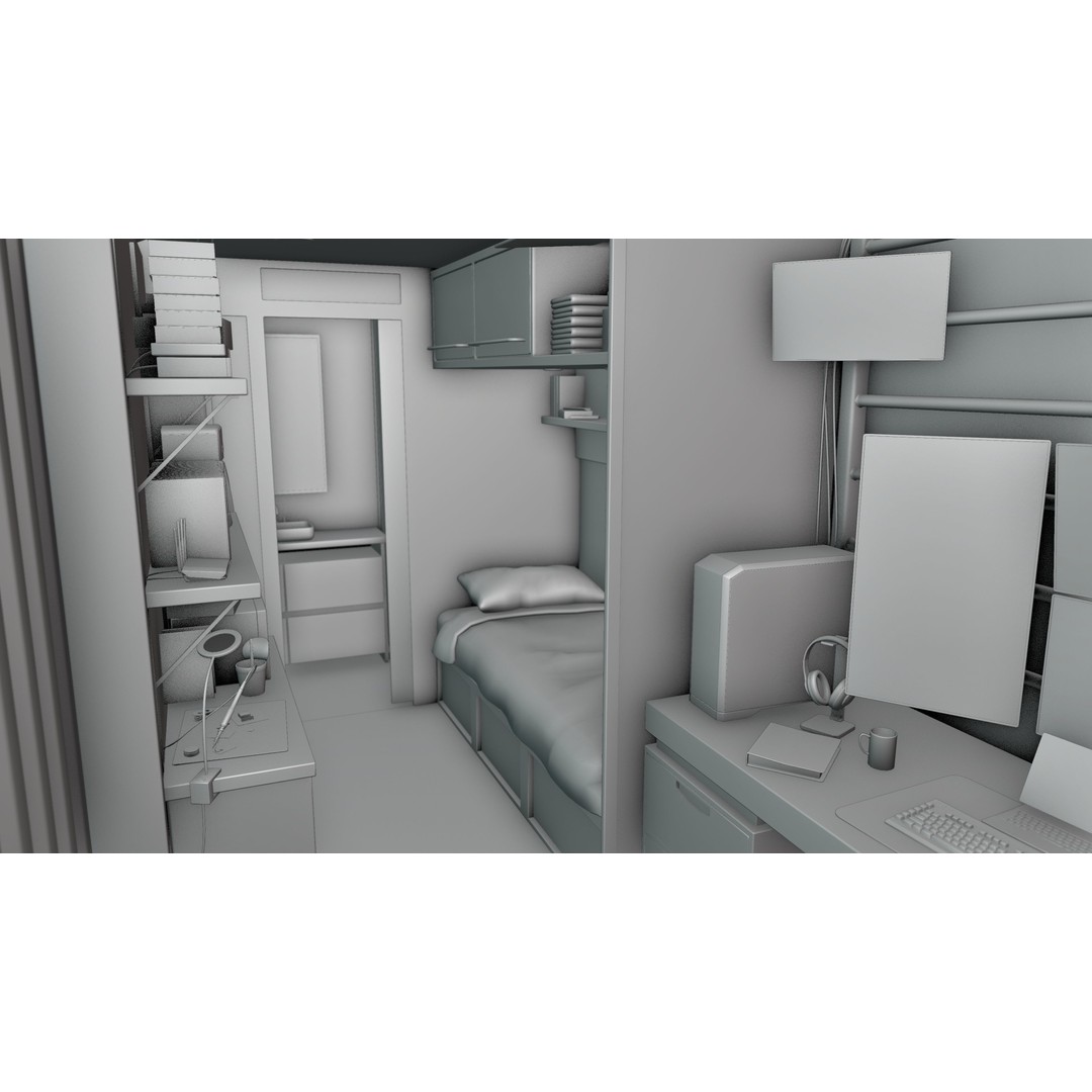Hacker Hideout 3D Model – Low Poly Game Asset, Blender, Rigged - View 21