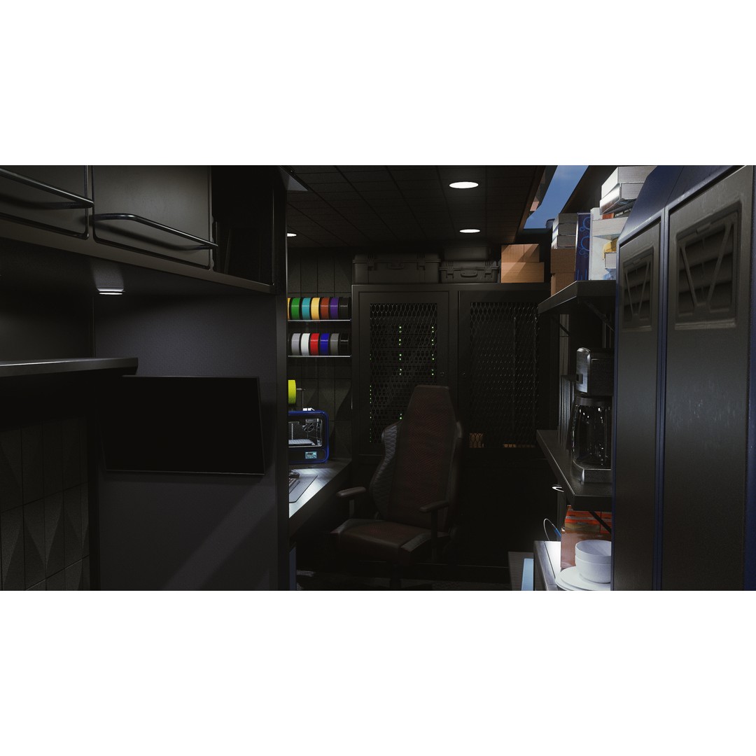 Hacker Hideout 3D Model – Low Poly Game Asset, Blender, Rigged - View 7