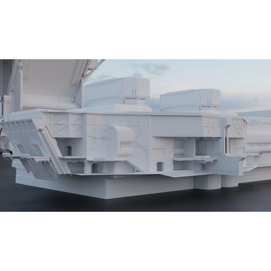Sci-Fi Building Kitbash Pack 3D Model – Low Poly Concept Meshes, FBX & OBJ - View 11