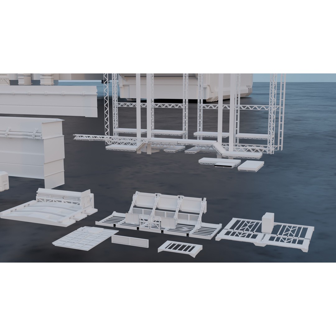 Sci-Fi Building Kitbash Pack 3D Model – Low Poly Concept Meshes, FBX & OBJ - View 13