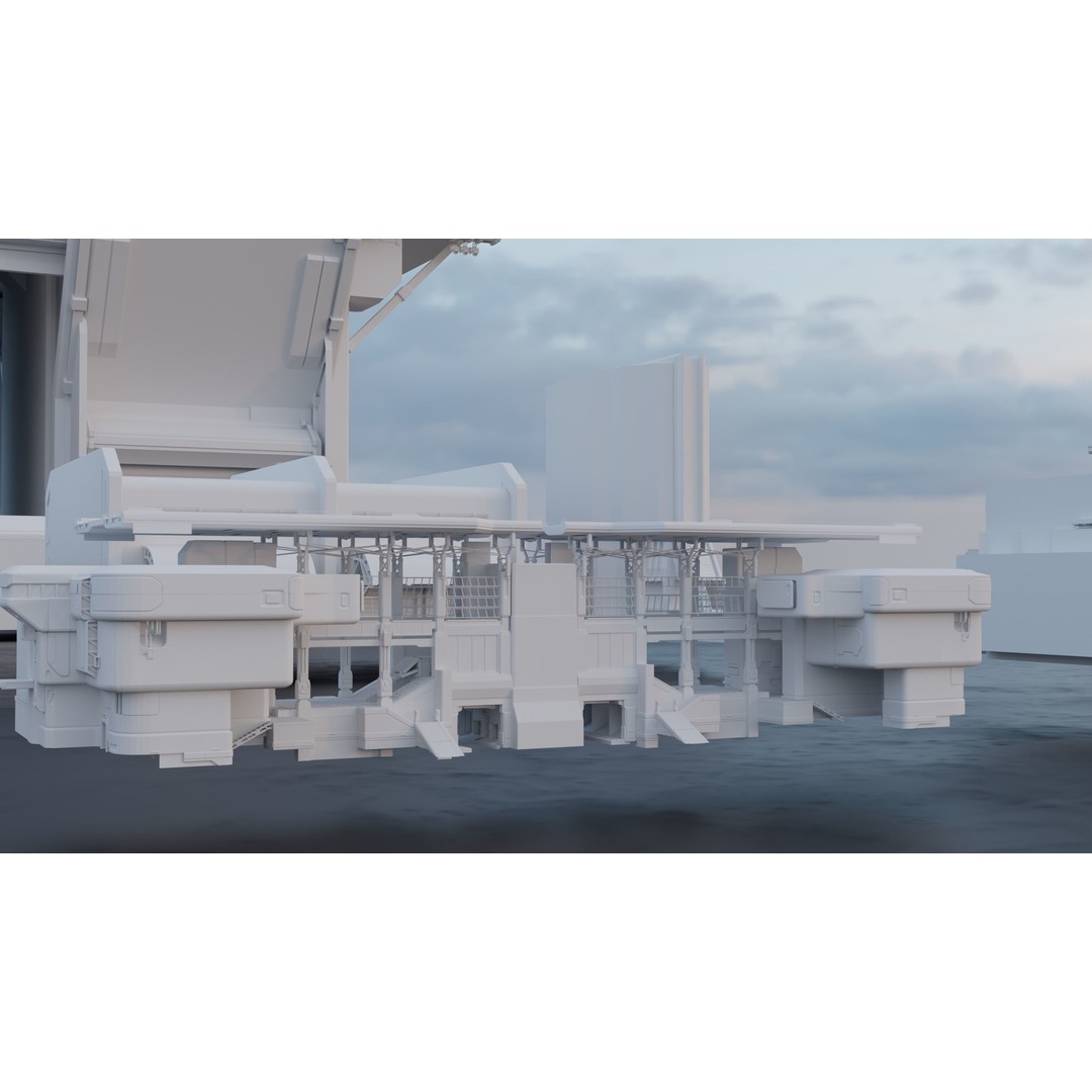 Sci-Fi Building Kitbash Pack 3D Model – Low Poly Concept Meshes, FBX & OBJ - View 14