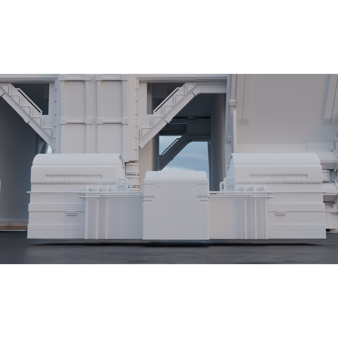 Sci-Fi Building Kitbash Pack 3D Model – Low Poly Concept Meshes, FBX & OBJ - View 16