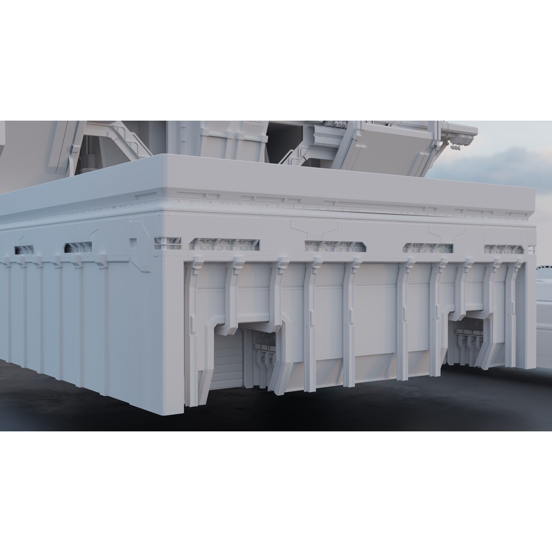 Sci-Fi Building Kitbash Pack 3D Model – Low Poly Concept Meshes, FBX & OBJ - View 9