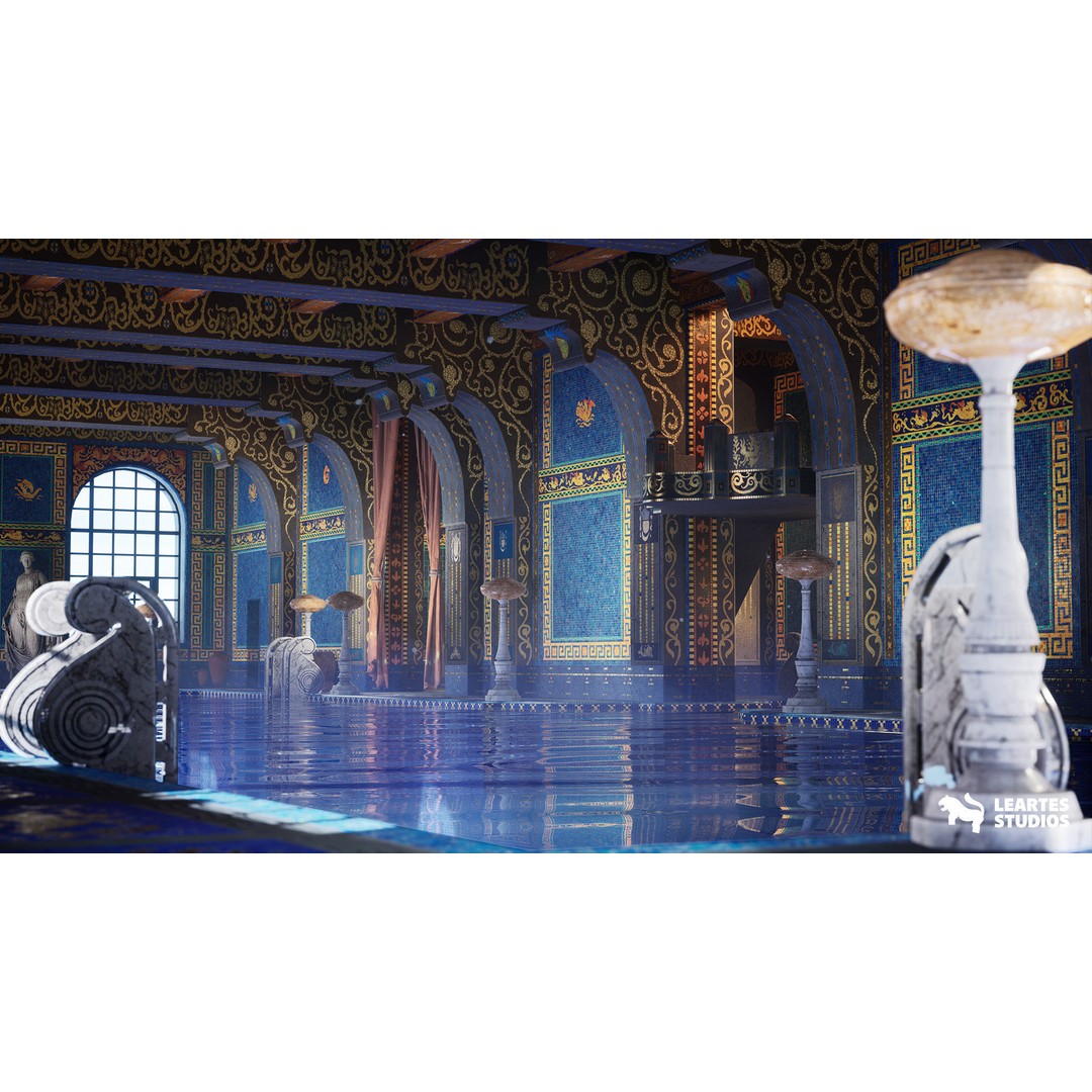 Roman Swimming Pool 3D Model – Low Poly Game Ready Asset, FBX - View 17