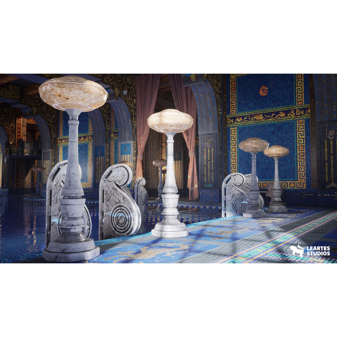 Roman Swimming Pool 3D Model – Low Poly Game Ready Asset, FBX - View 4