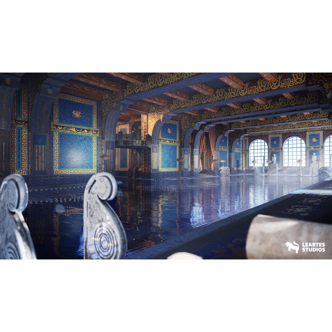 Roman Swimming Pool 3D Model – Low Poly Game Ready Asset, FBX - View 7