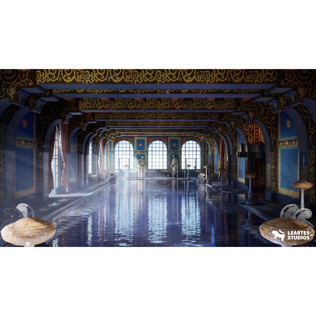 Roman Swimming Pool 3D Model – Low Poly Game Ready Asset, FBX - View 8