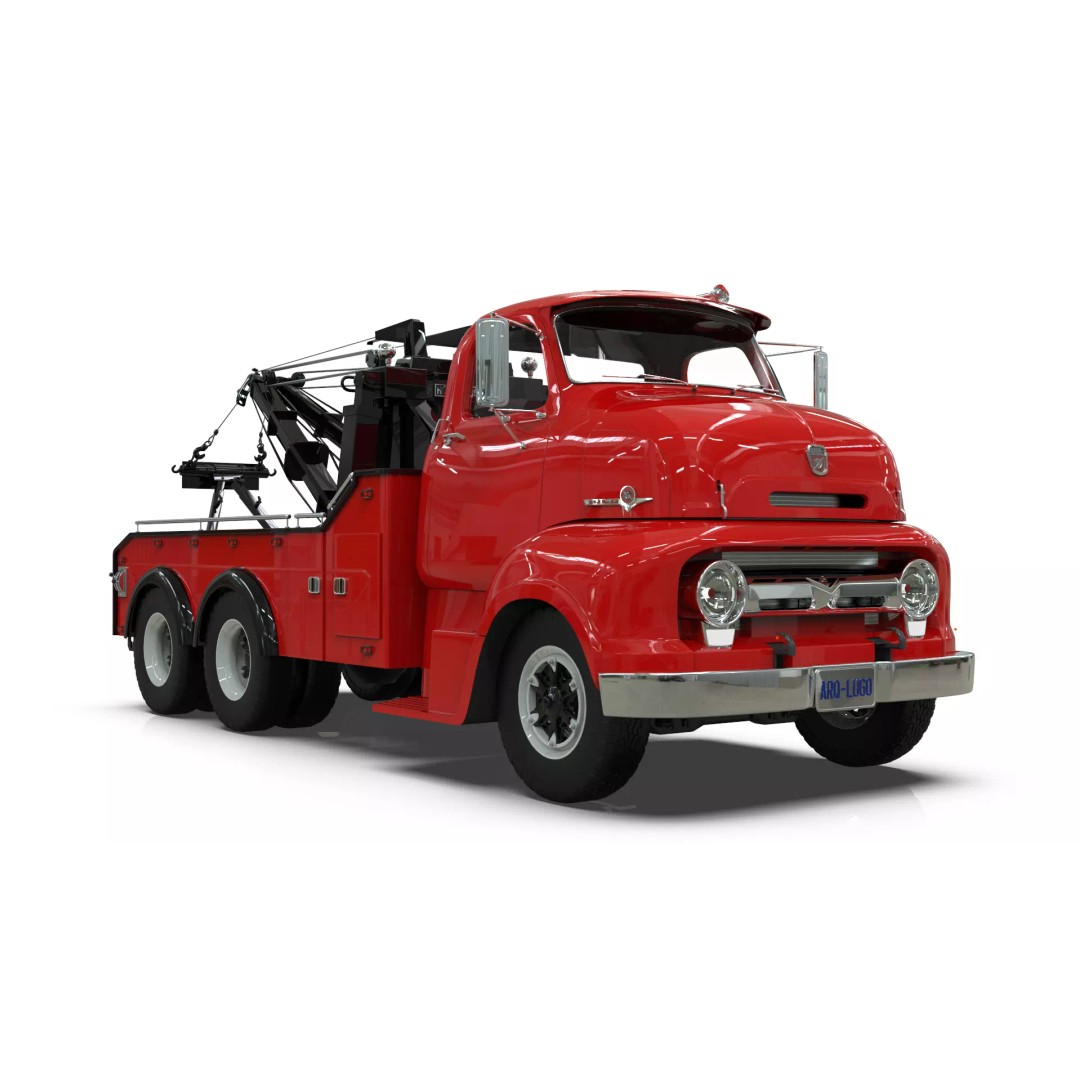 Vintage COE Tandem Axle Wrecker Truck 3D Model – Classic Design, Blender, Game-Ready - View 10