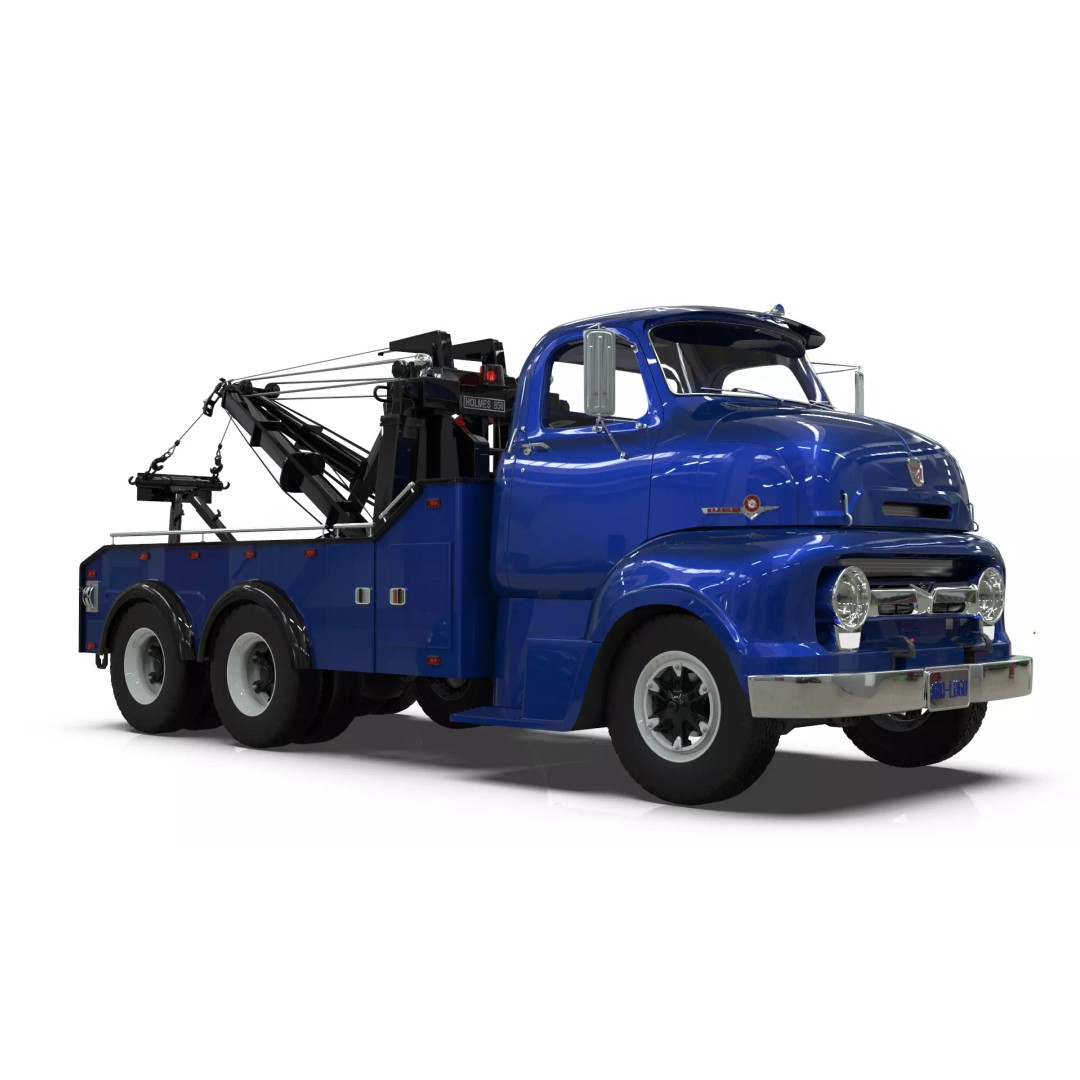 Vintage COE Tandem Axle Wrecker Truck 3D Model – Classic Design, Blender, Game-Ready - View 12