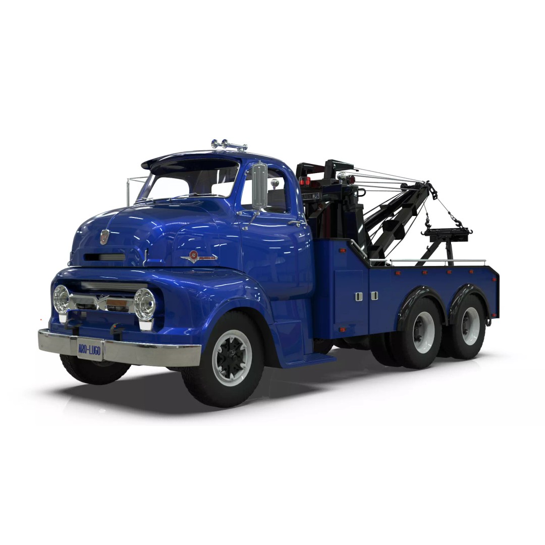 Vintage COE Tandem Axle Wrecker Truck 3D Model – Classic Design, Blender, Game-Ready - View 13