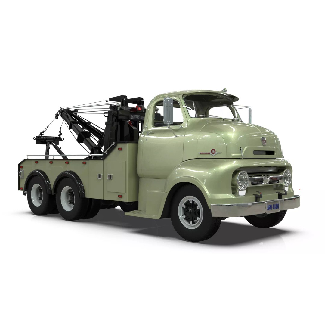 Vintage COE Tandem Axle Wrecker Truck 3D Model – Classic Design, Blender, Game-Ready - View 15