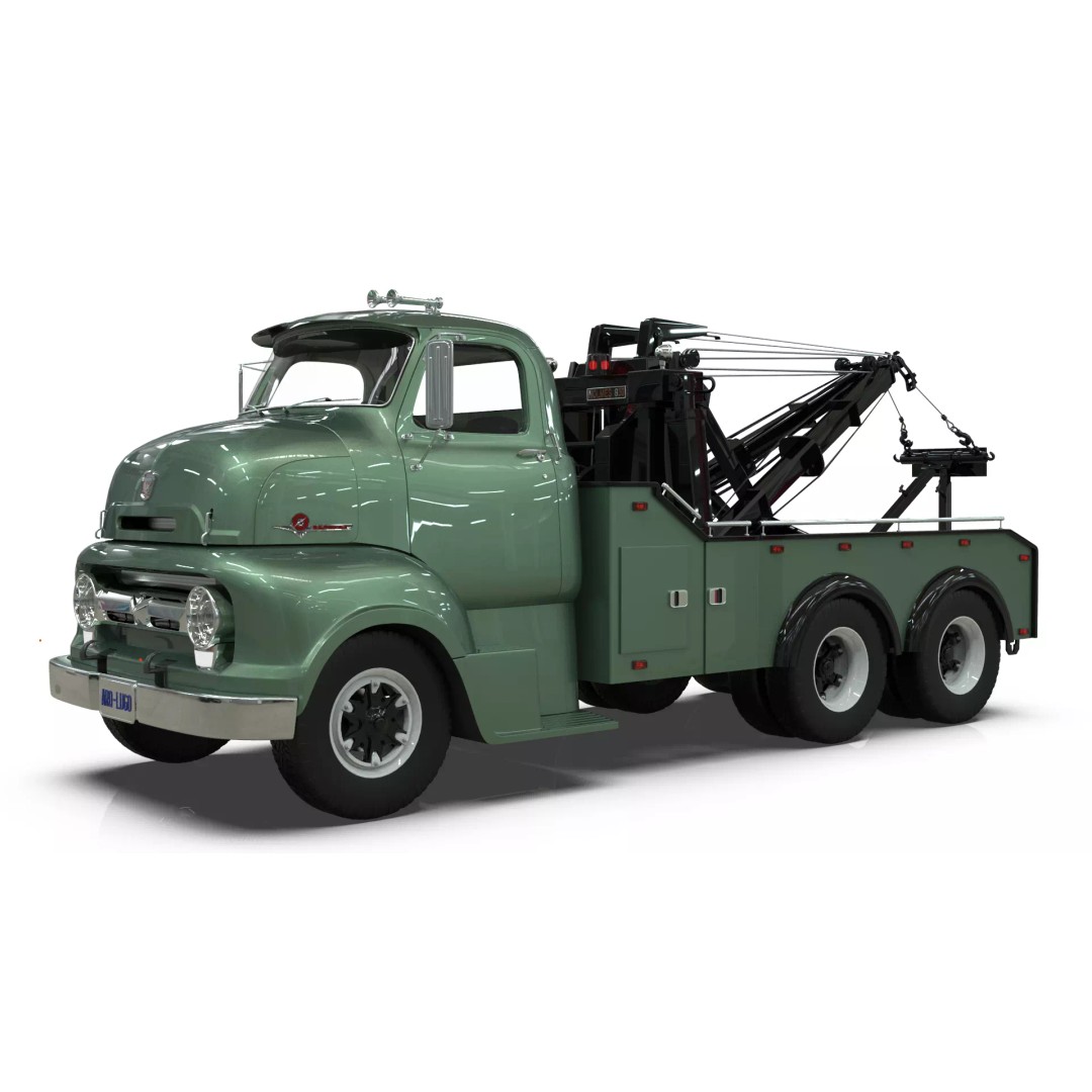 Vintage COE Tandem Axle Wrecker Truck 3D Model – Classic Design, Blender, Game-Ready - View 17