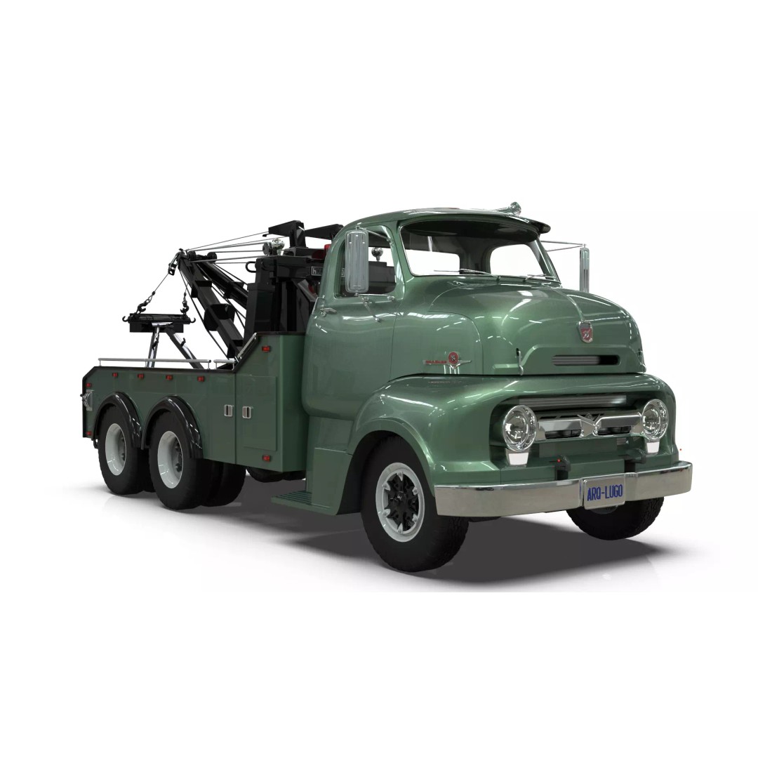 Vintage COE Tandem Axle Wrecker Truck 3D Model – Classic Design, Blender, Game-Ready - View 18