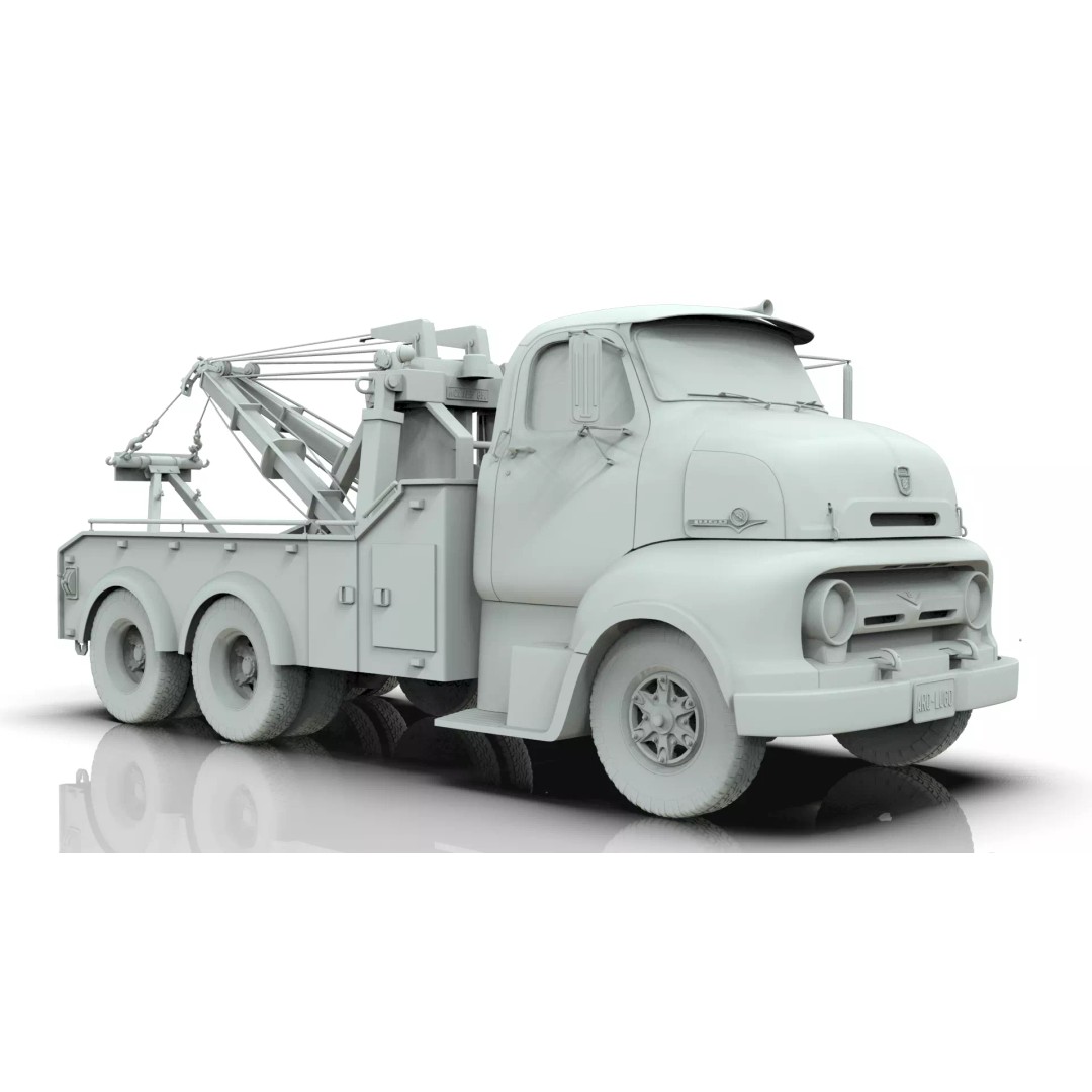 Vintage COE Tandem Axle Wrecker Truck 3D Model – Classic Design, Blender, Game-Ready - View 19