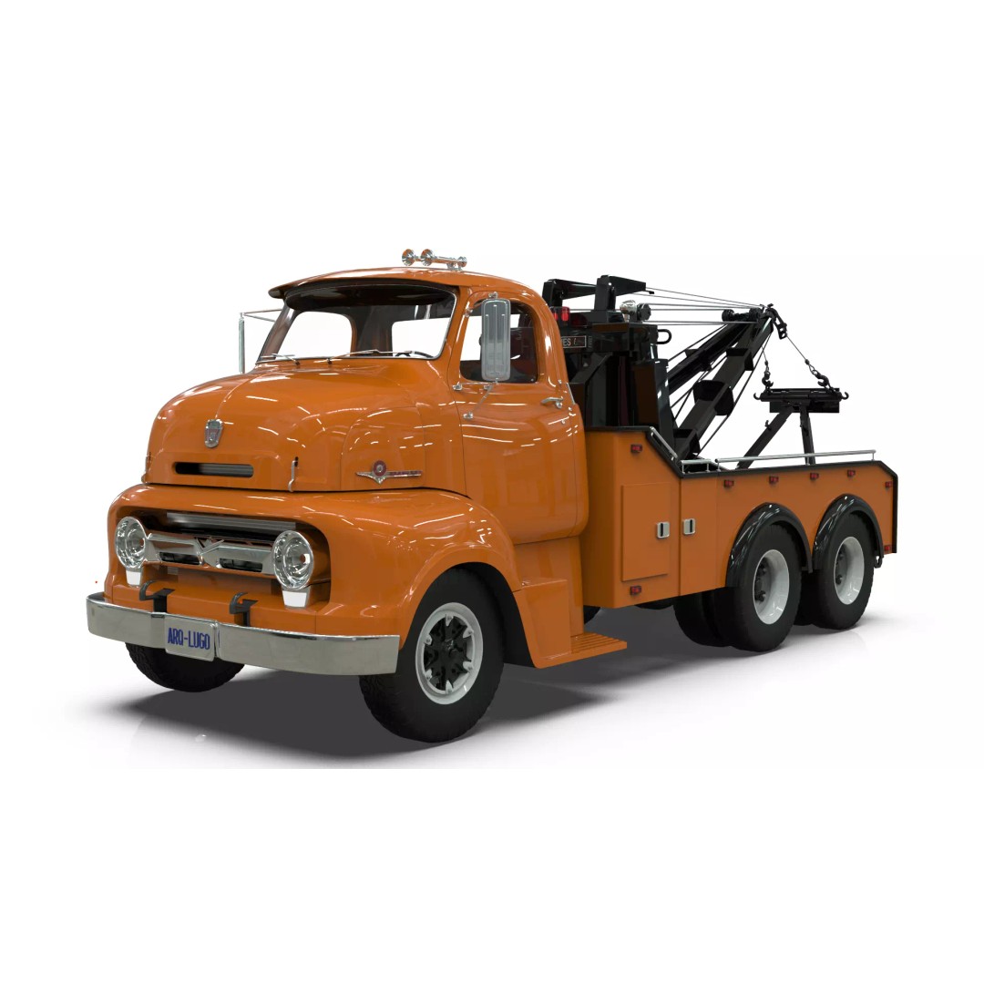 Vintage COE Tandem Axle Wrecker Truck 3D Model – Classic Design, Blender, Game-Ready - View 2