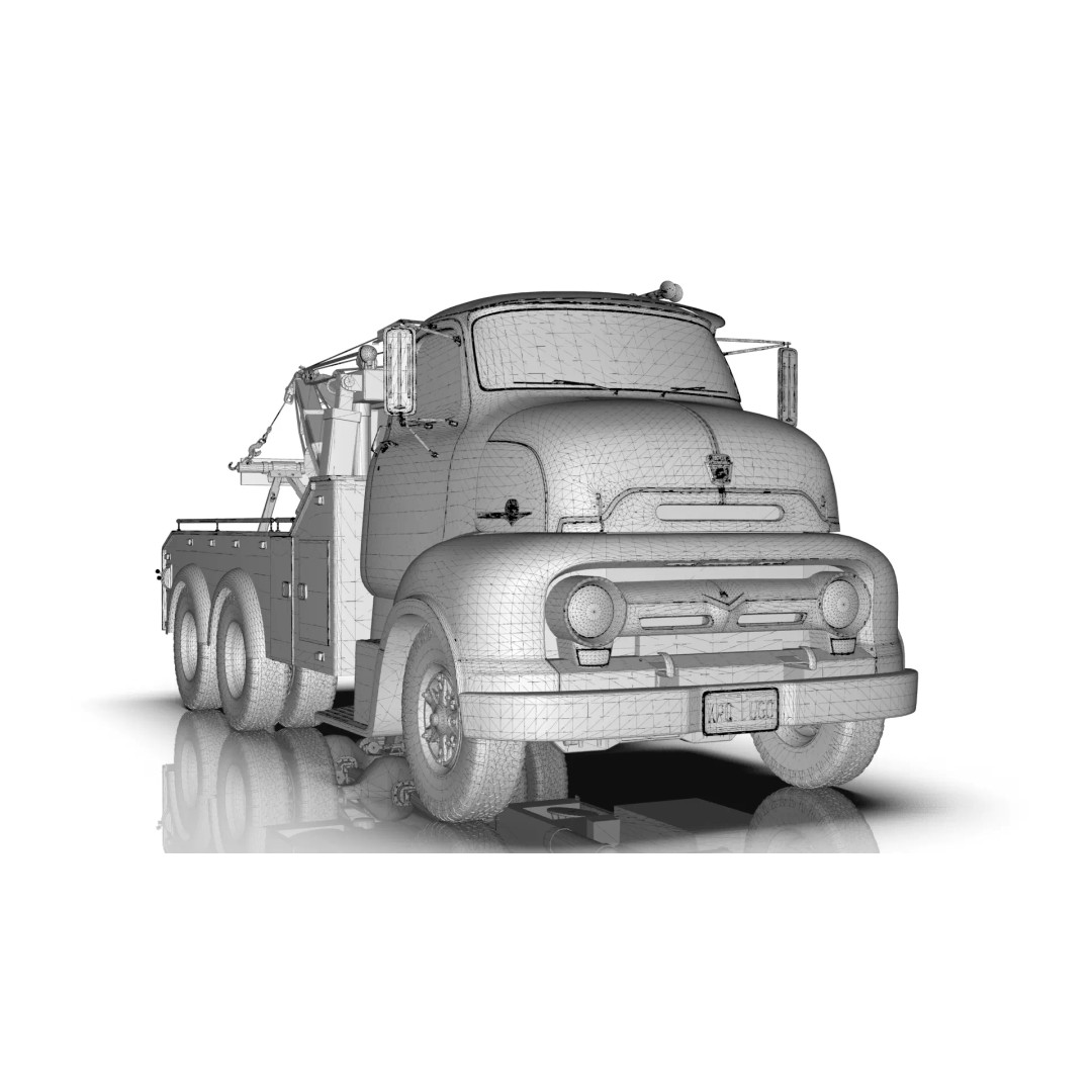 Vintage COE Tandem Axle Wrecker Truck 3D Model – Classic Design, Blender, Game-Ready - View 23