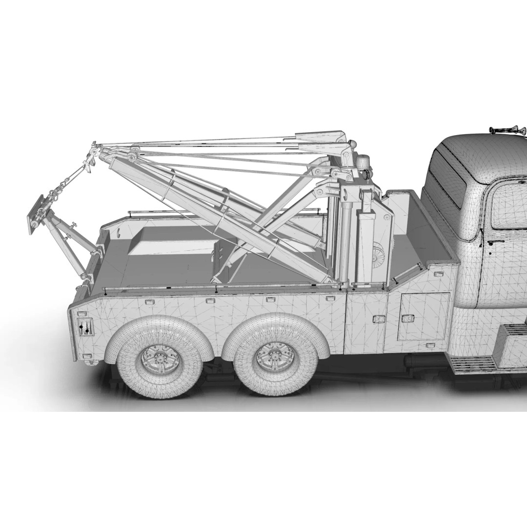 Vintage COE Tandem Axle Wrecker Truck 3D Model – Classic Design, Blender, Game-Ready - View 24