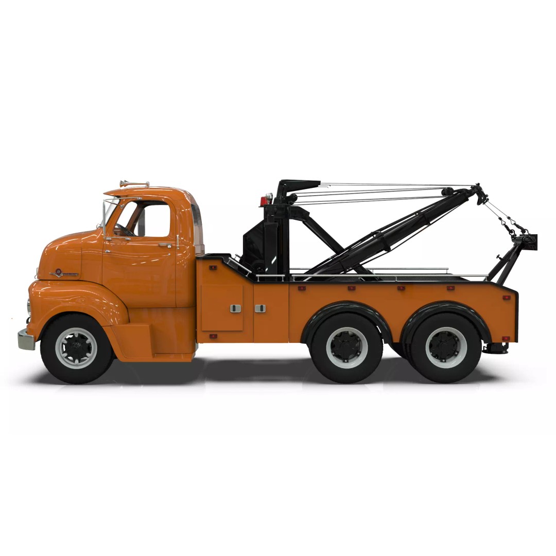 Vintage COE Tandem Axle Wrecker Truck 3D Model – Classic Design, Blender, Game-Ready - View 3