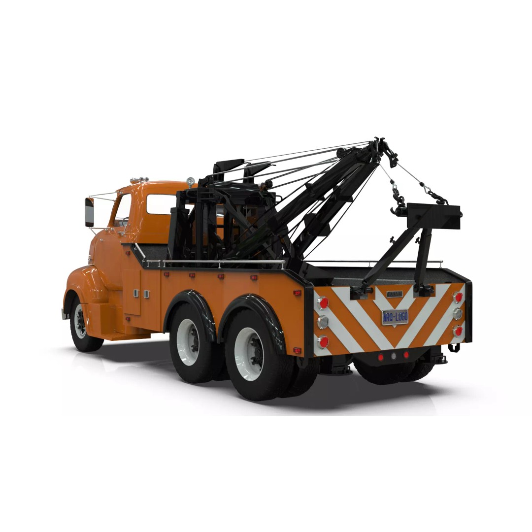 Vintage COE Tandem Axle Wrecker Truck 3D Model – Classic Design, Blender, Game-Ready - View 4