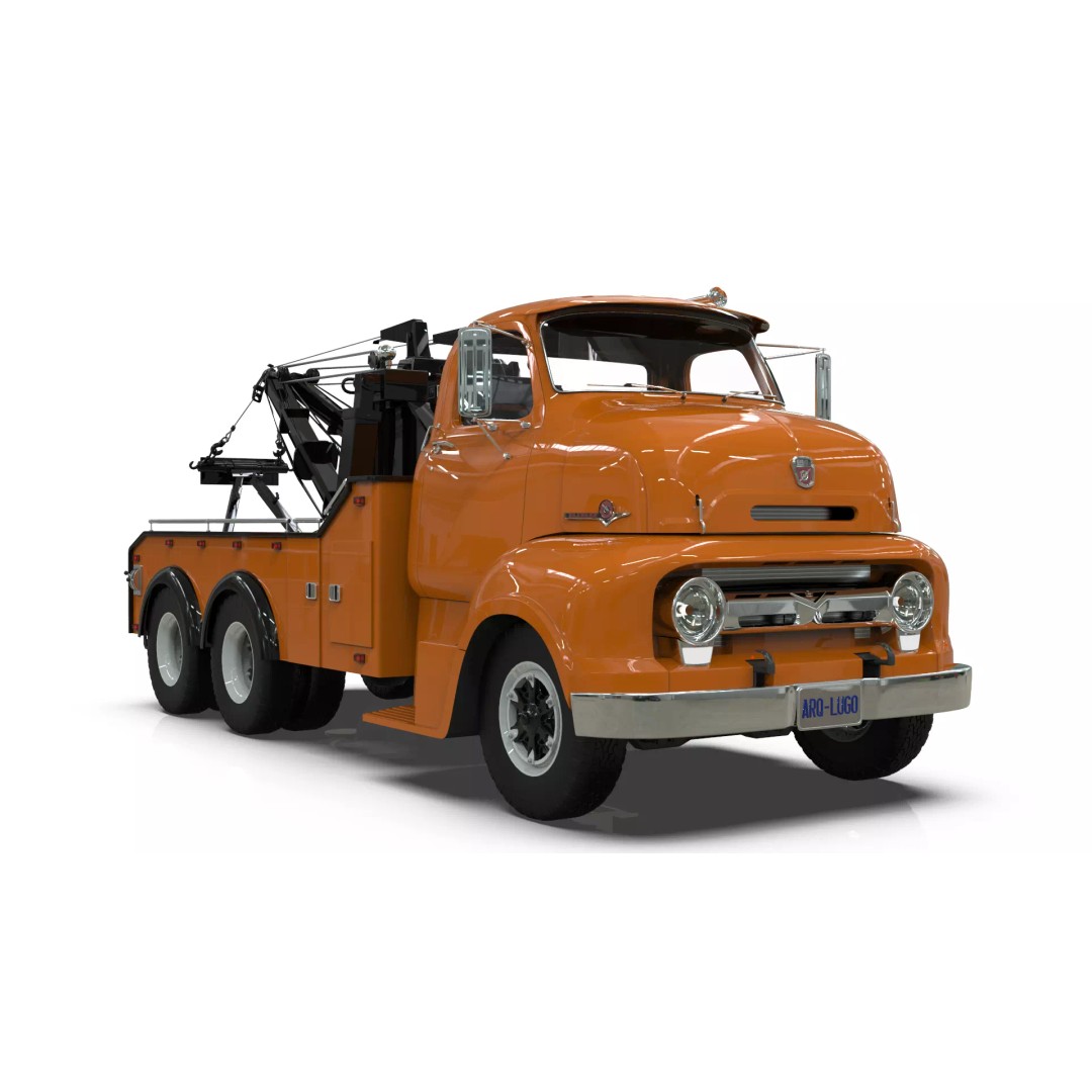 Vintage COE Tandem Axle Wrecker Truck 3D Model – Classic Design, Blender, Game-Ready - View 6