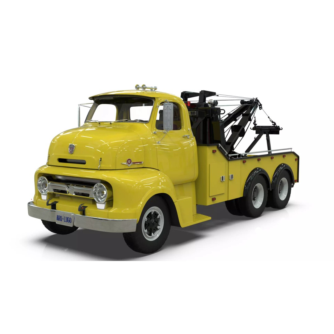 Vintage COE Tandem Axle Wrecker Truck 3D Model – Classic Design, Blender, Game-Ready - View 7