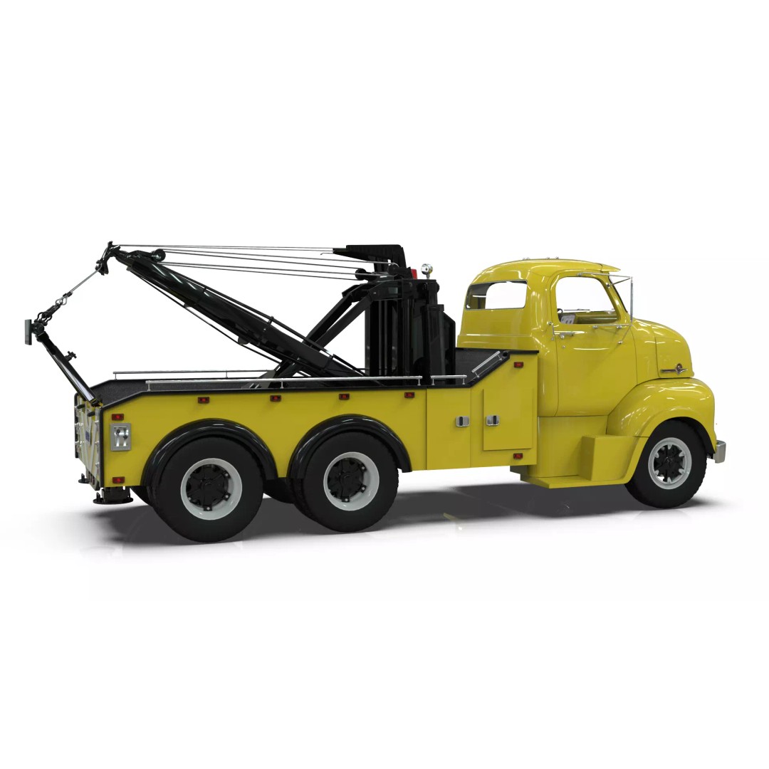 Vintage COE Tandem Axle Wrecker Truck 3D Model – Classic Design, Blender, Game-Ready - View 9