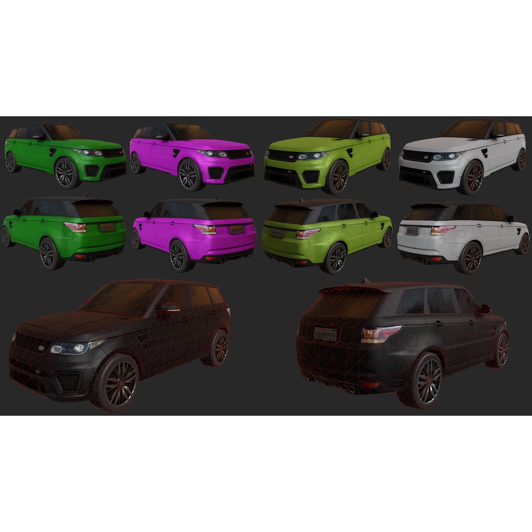 Low Poly Realistic Car Pack 3D Model – Game Ready, PBR Textures - View 12
