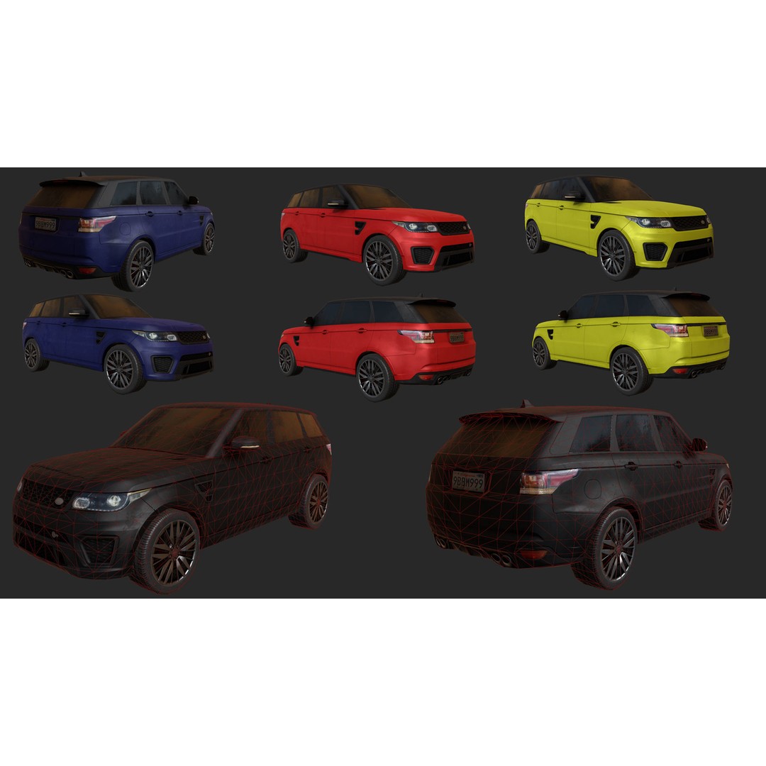 Low Poly Realistic Car Pack 3D Model – Game Ready, PBR Textures - View 13
