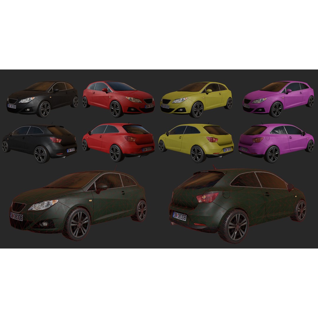 Low Poly Realistic Car Pack 3D Model – Game Ready, PBR Textures - View 18