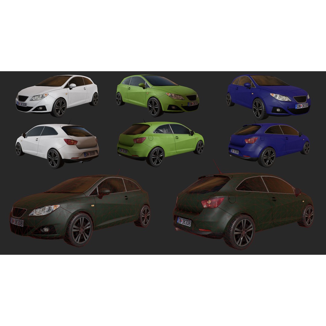 Low Poly Realistic Car Pack 3D Model – Game Ready, PBR Textures - View 19