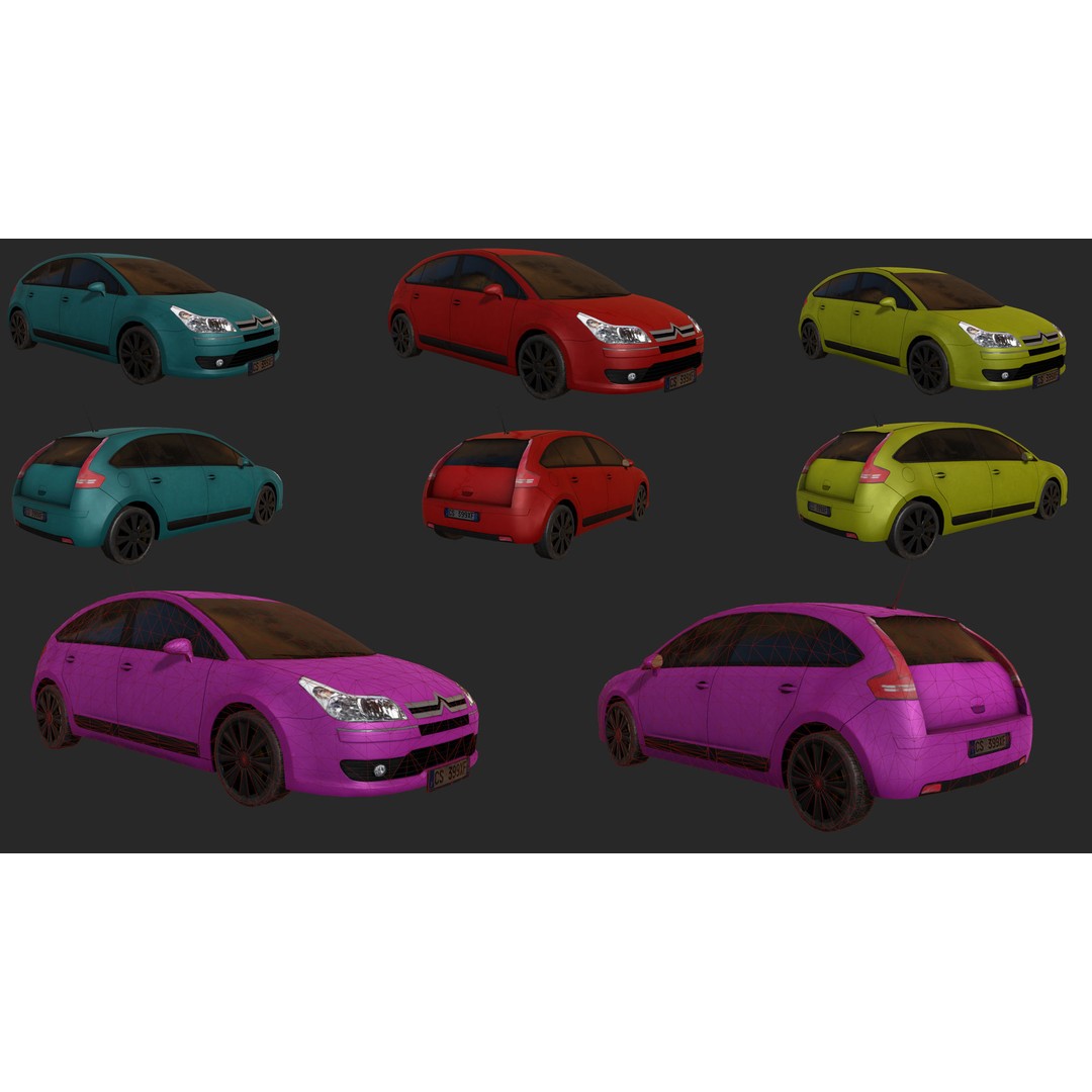 Low Poly Realistic Car Pack 3D Model – Game Ready, PBR Textures - View 20