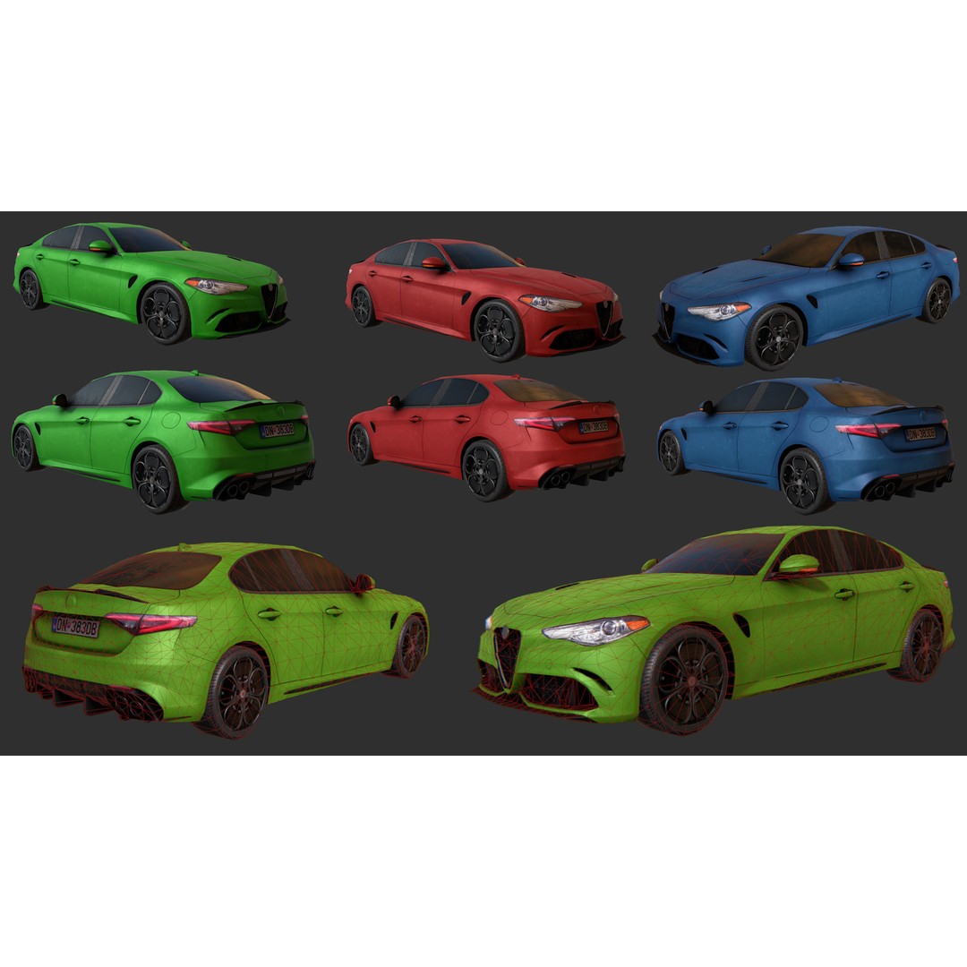Low Poly Realistic Car Pack 3D Model – Game Ready, PBR Textures - View 4