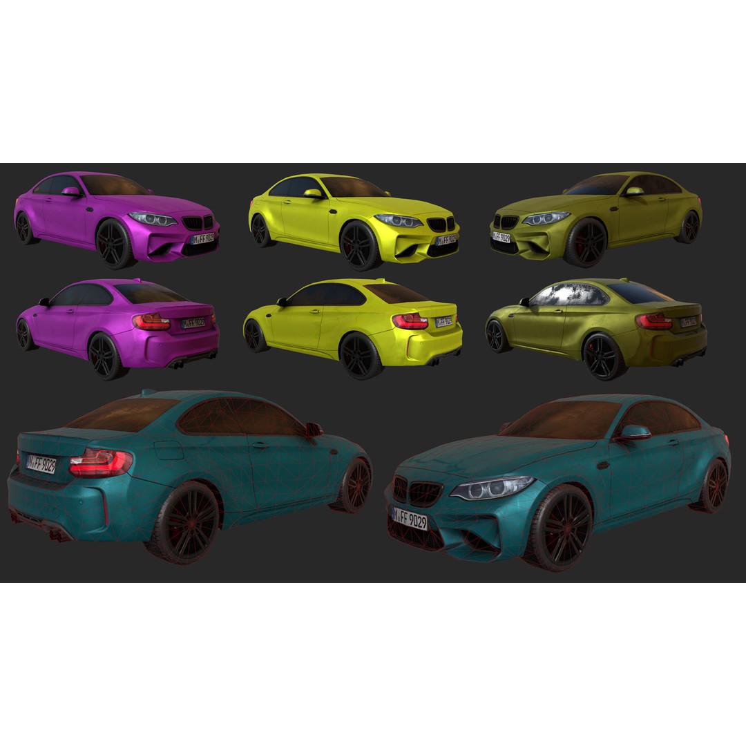 Low Poly Realistic Car Pack 3D Model – Game Ready, PBR Textures - View 6