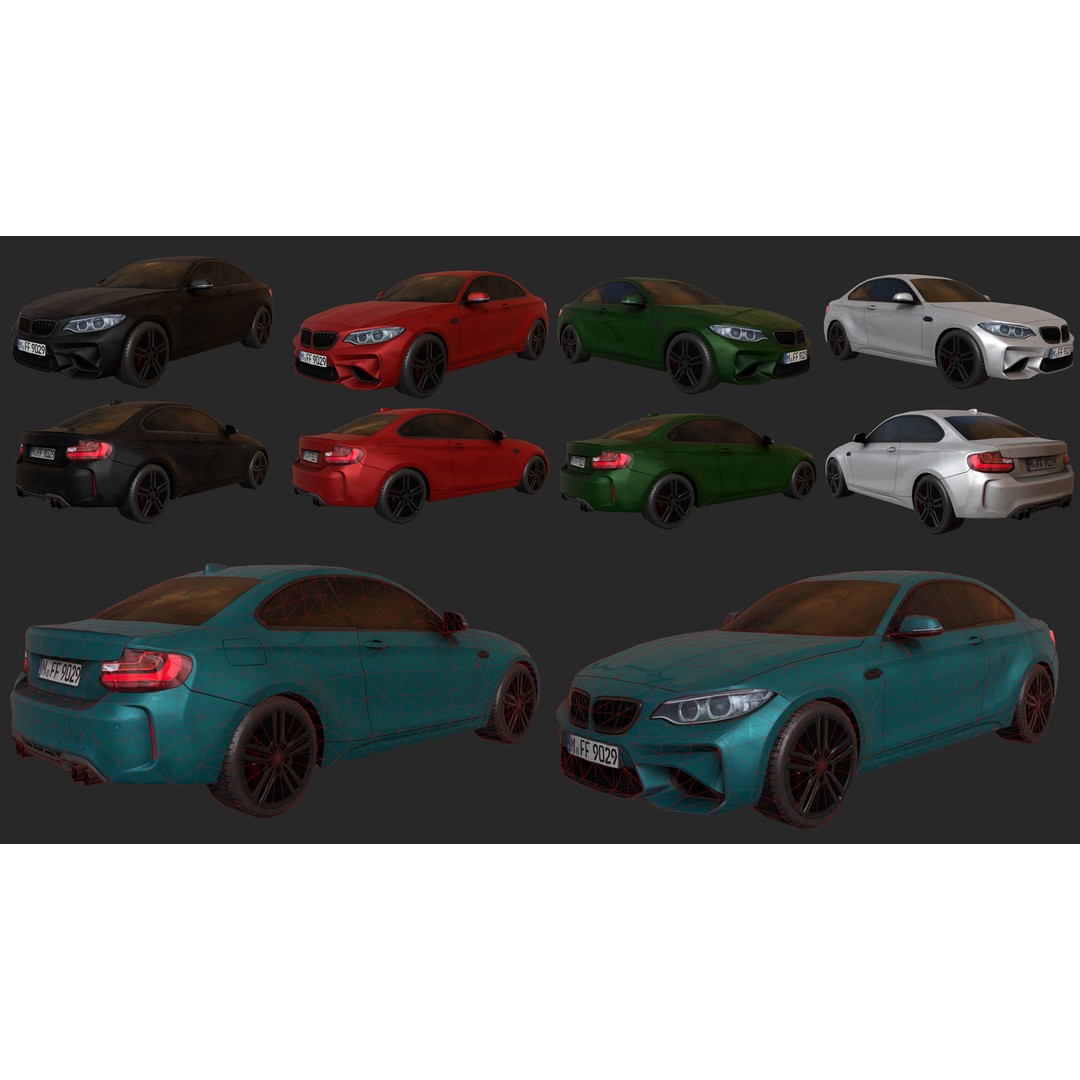 Low Poly Realistic Car Pack 3D Model – Game Ready, PBR Textures - View 7