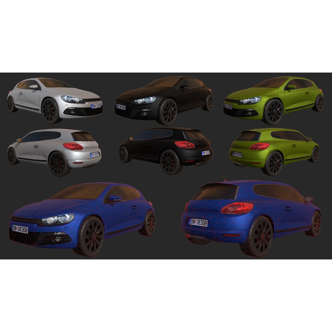 Low Poly Realistic Car Pack 3D Model – Game Ready, PBR Textures - View 8