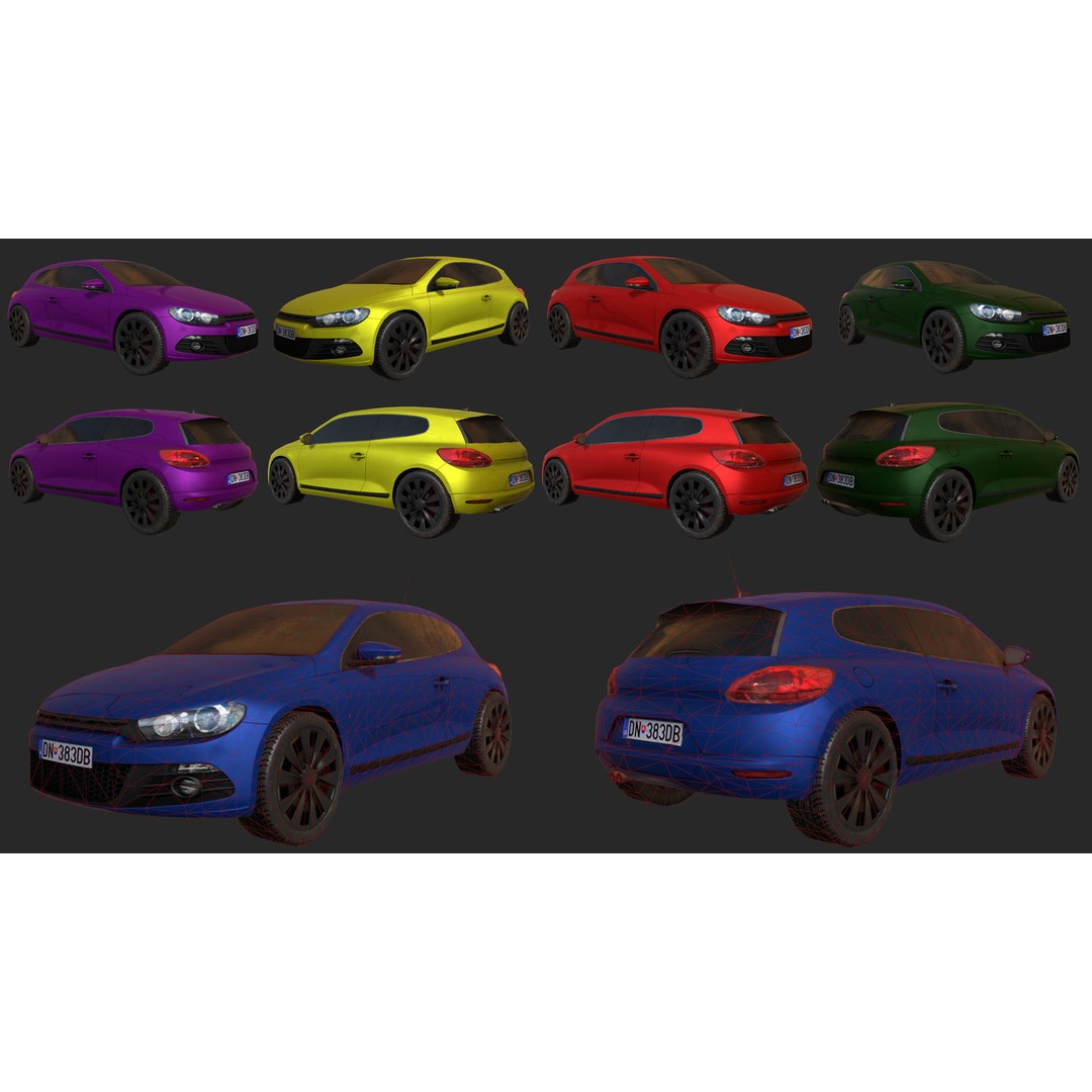Low Poly Realistic Car Pack 3D Model – Game Ready, PBR Textures - View 9