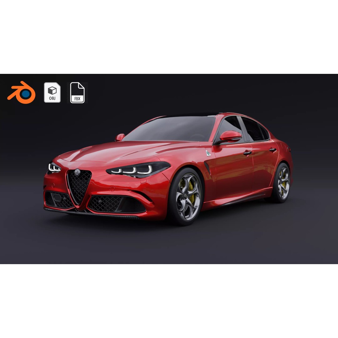Alfa Romeo Giulia 2024 3D Model – High-Quality Car Asset, FBX/OBJ - View 2