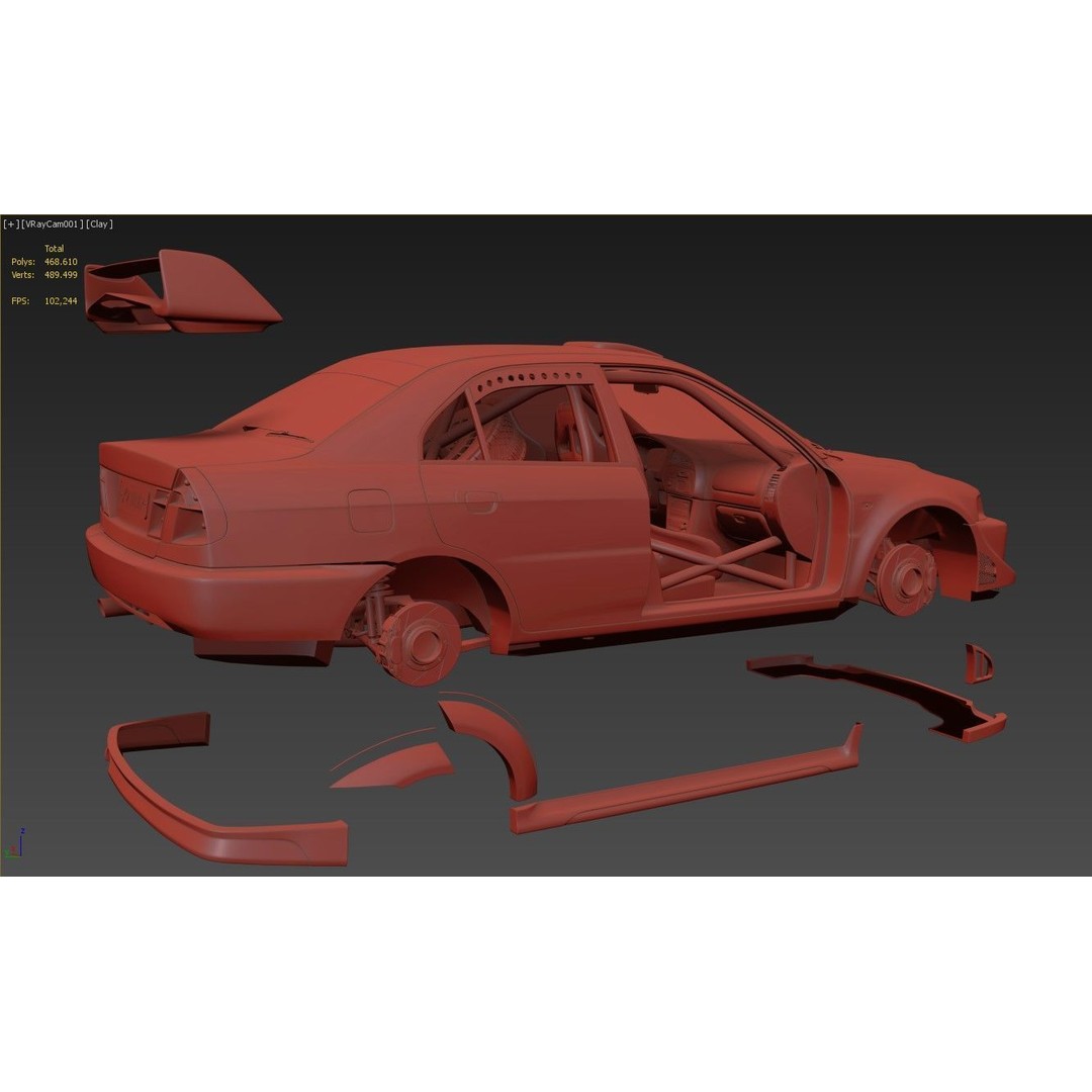 Mitsubishi Lancer Evolution 6 Tme Rally Car 3D Model – High Poly, FBX, OBJ